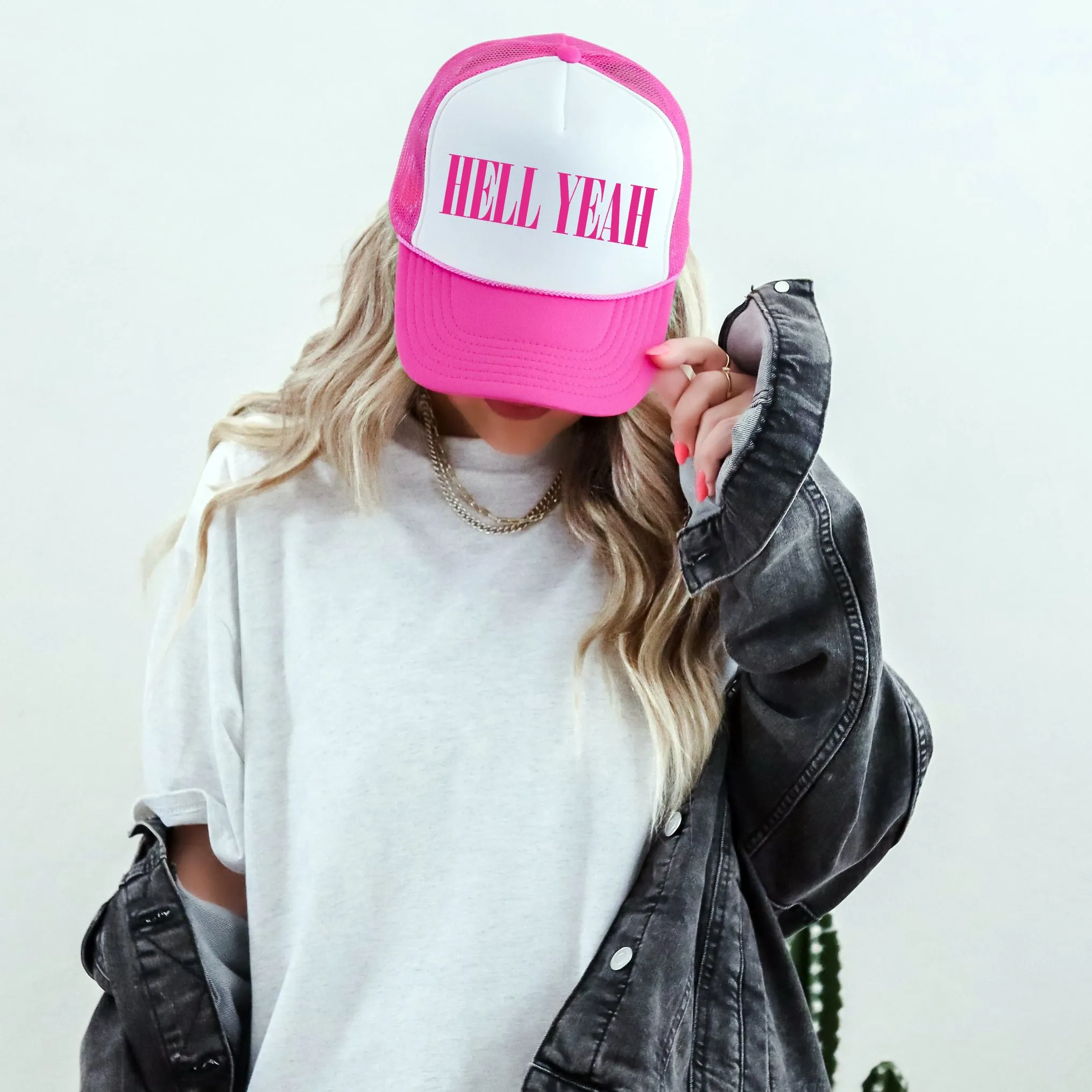 Hell Yeah, Sassy, Funny, Bright Pink Snapback Trucker Hat sold by Refinery Number One product image thumbnail 4