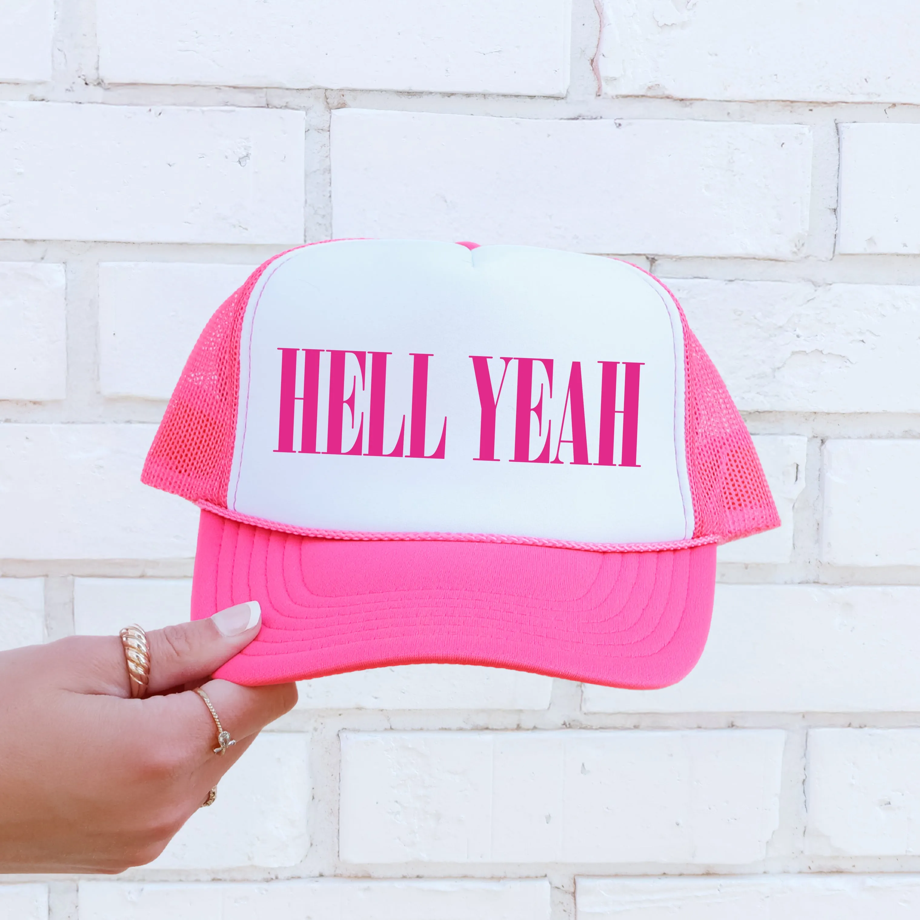 Hell Yeah, Sassy, Funny, Bright Pink Snapback Trucker Hat sold by Refinery Number One product image thumbnail 2