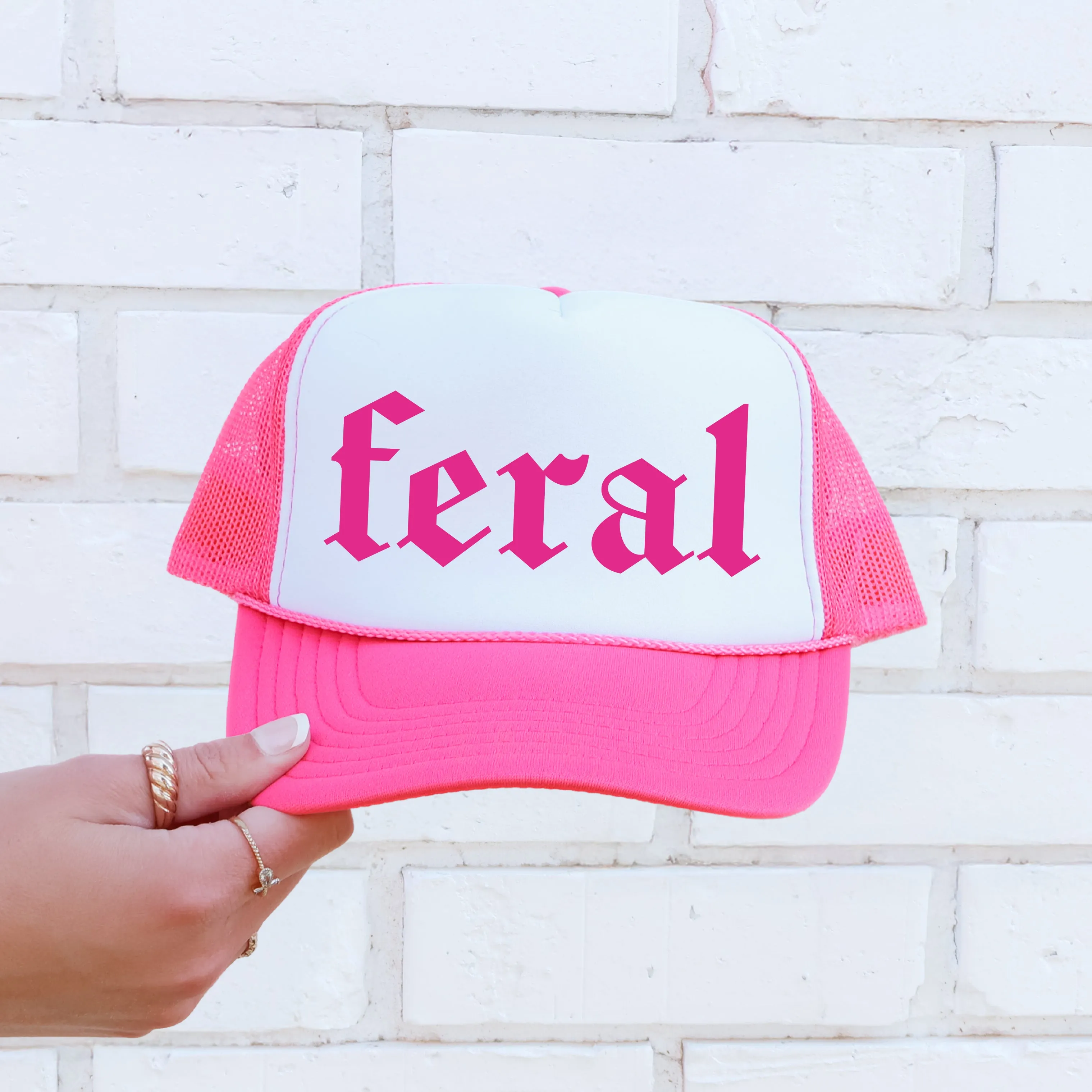 Feral, Sassy, Funny, Bright Pink Snapback Trucker Hat sold by Refinery Number One product image thumbnail 2