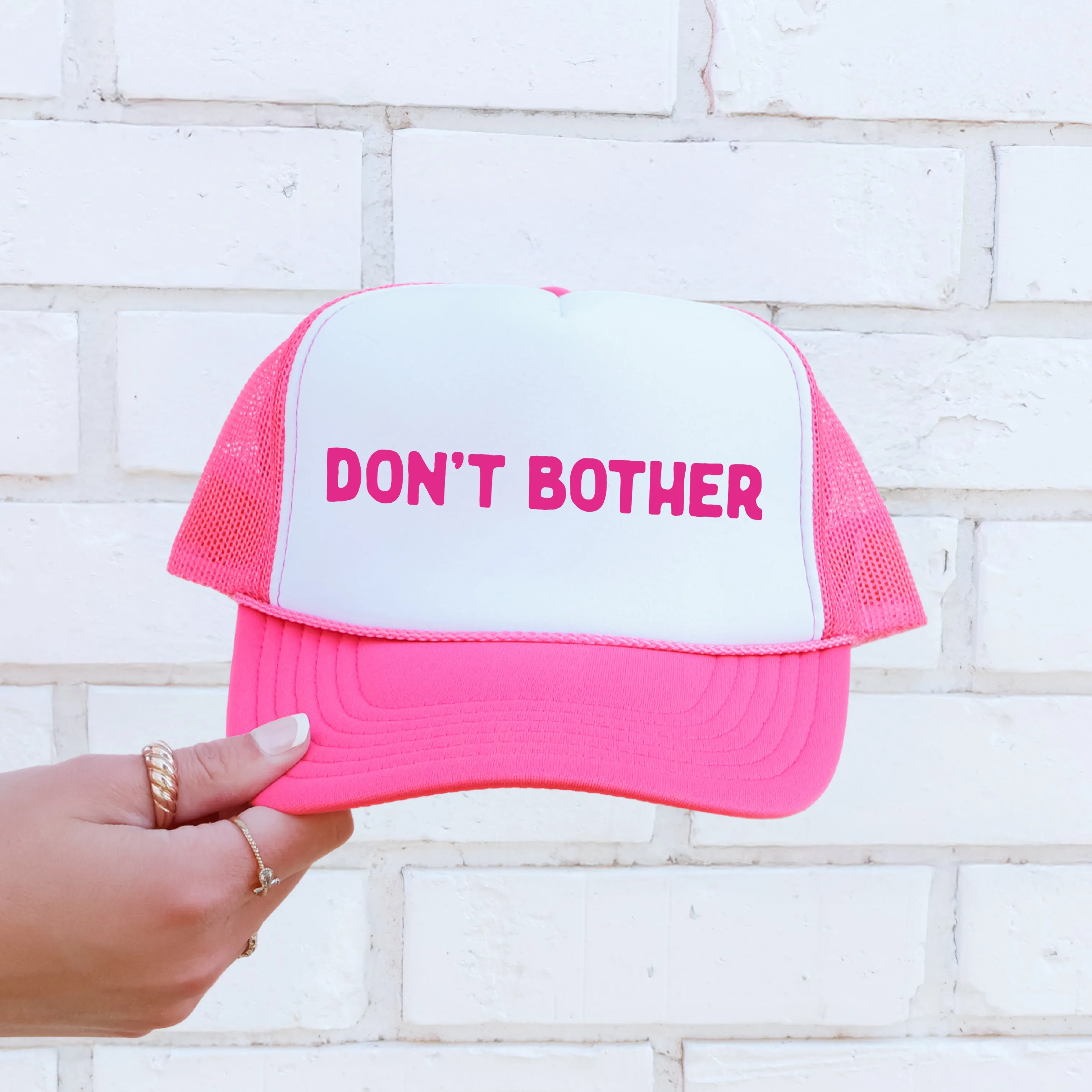 Don’t Bother, Sassy, Funny, Bright Pink Snapback Trucker Hat sold by Refinery Number One product image thumbnail 2