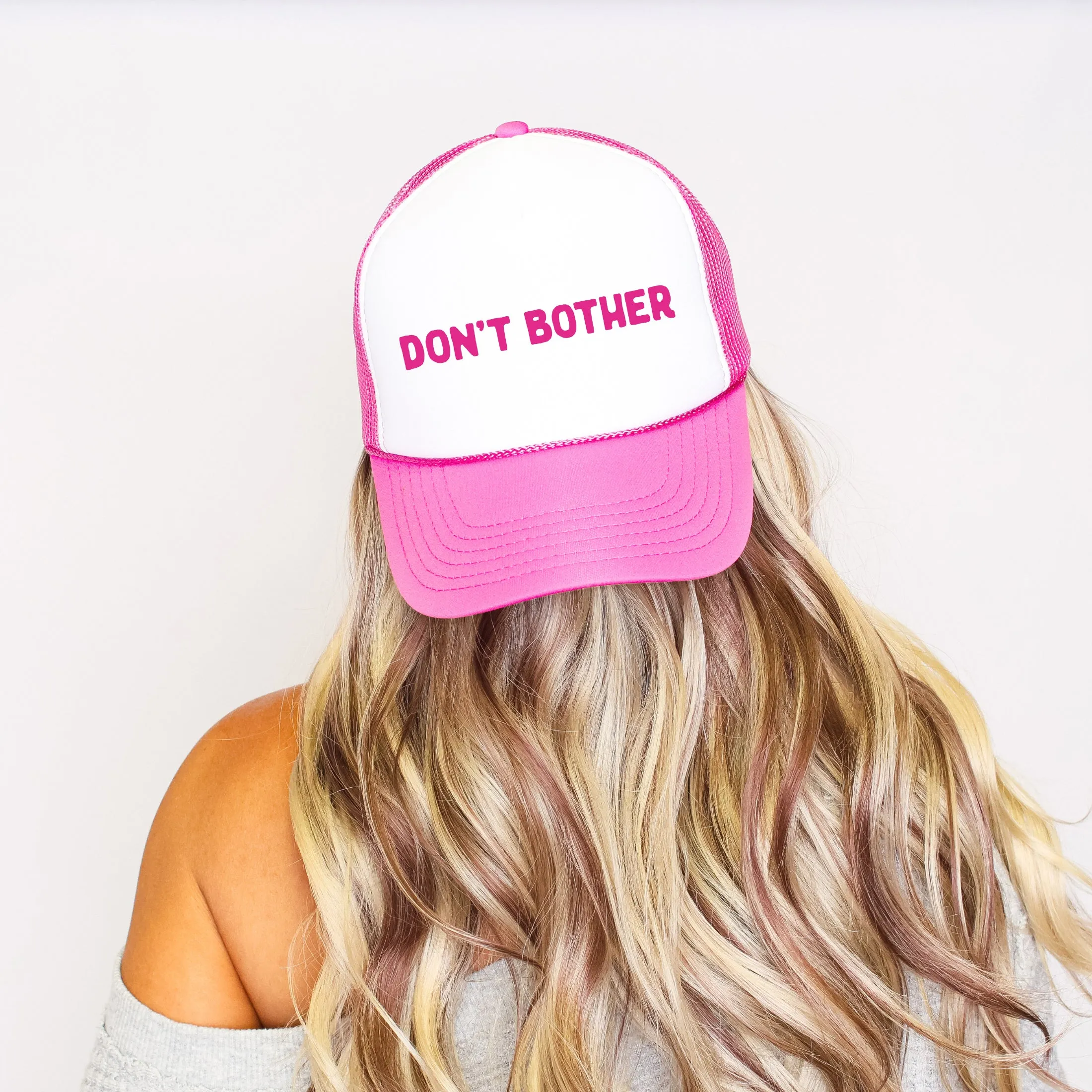 Don’t Bother, Sassy, Funny, Bright Pink Snapback Trucker Hat sold by Refinery Number One product image thumbnail 3