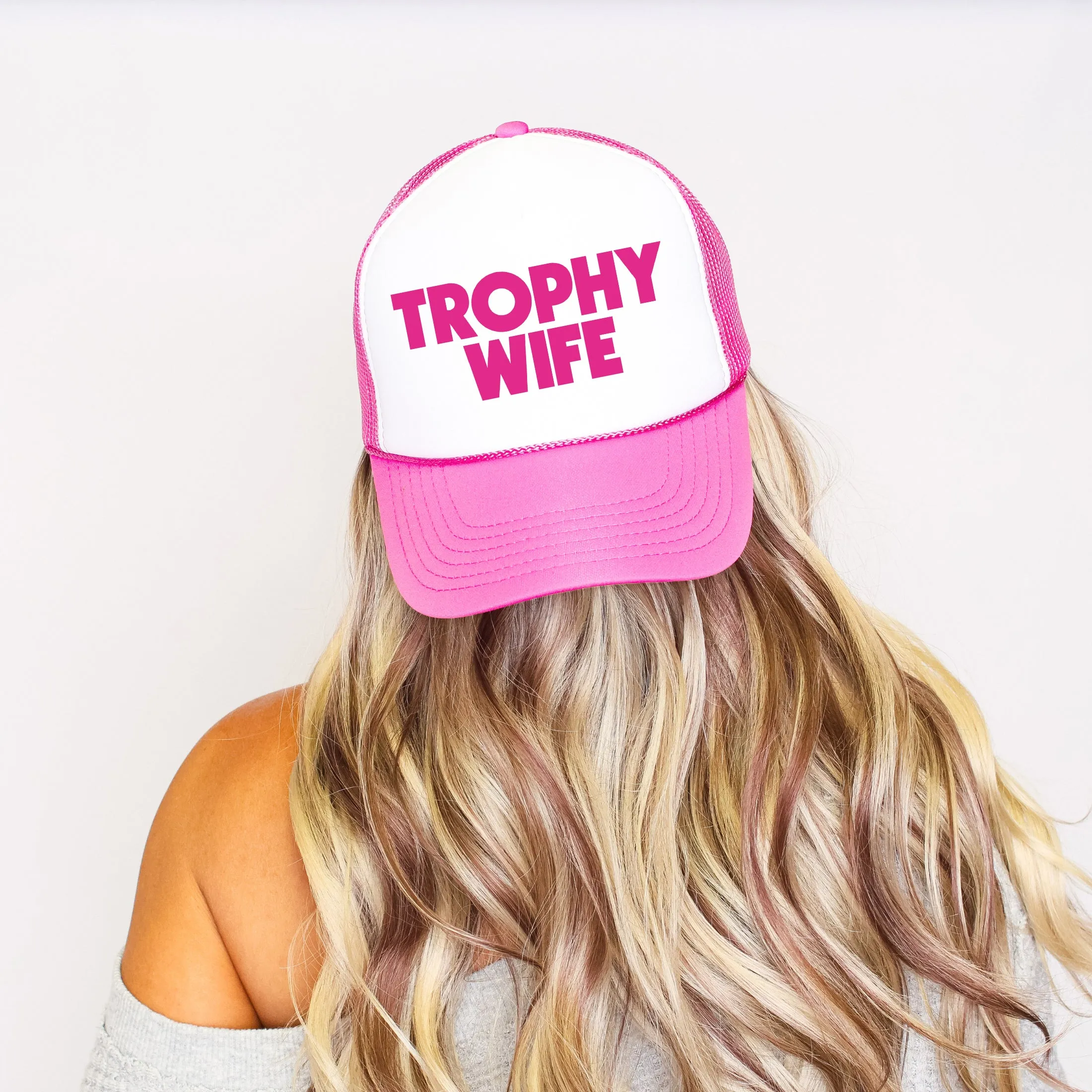 Trophy Wife, Sassy, Funny, Bright Pink Snapback Trucker Hat sold by Refinery Number One product image thumbnail 3