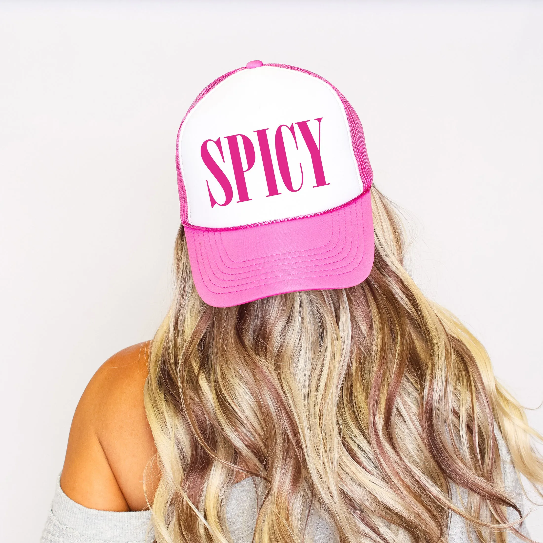 Spicy, Sassy, Funny, Bright Pink Snapback Trucker Hat sold by Refinery Number One product image thumbnail 3