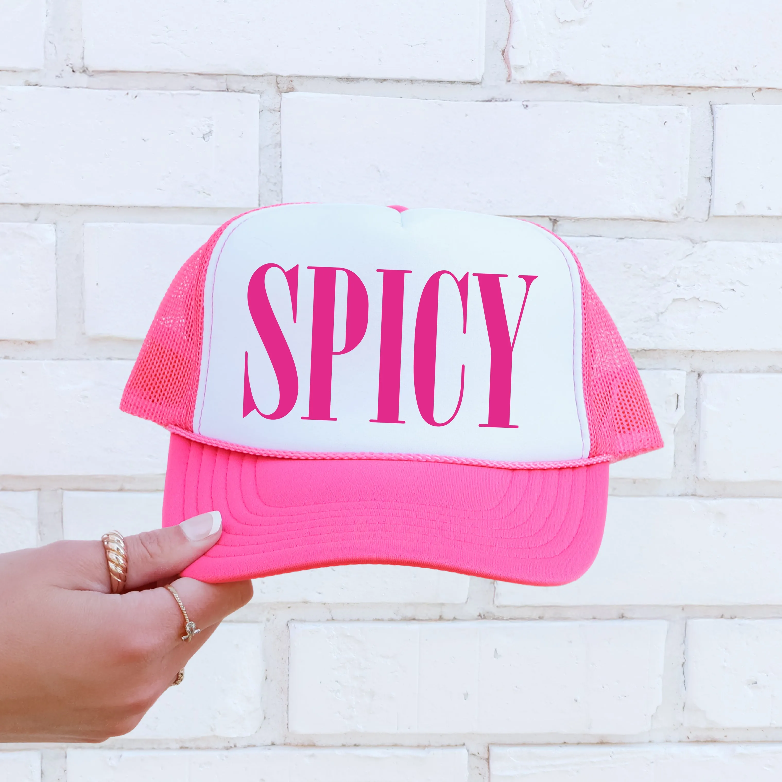 Spicy, Sassy, Funny, Bright Pink Snapback Trucker Hat sold by Refinery Number One product image thumbnail 2