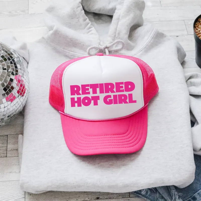 Retired Hot Girl, Sassy, Funny, Bright Pink Snapback Trucker Hat sold by Refinery Number One