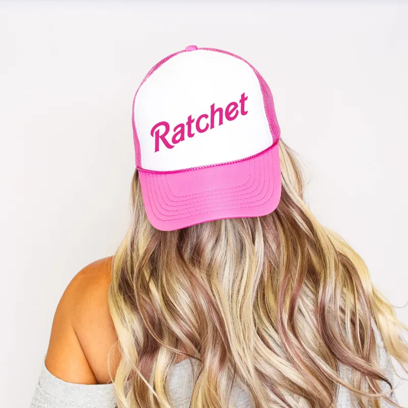 Ratchet, Funny, Sassy, Bright Pink Snapback Trucker Hat sold by Refinery Number One