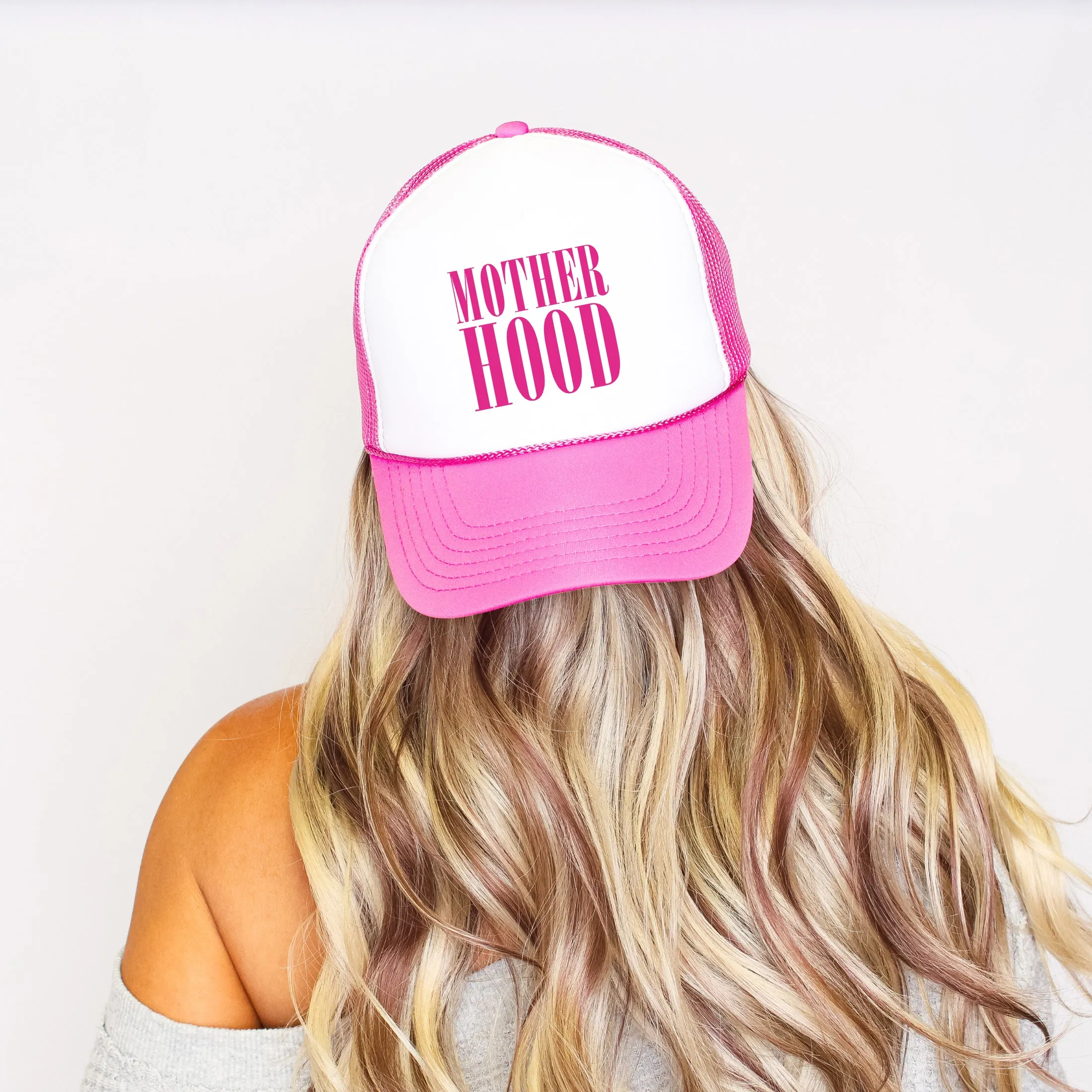 Mother Hood, Sassy, Funny, Bright Pink Snapback Trucker Hat sold by Refinery Number One product image thumbnail 3