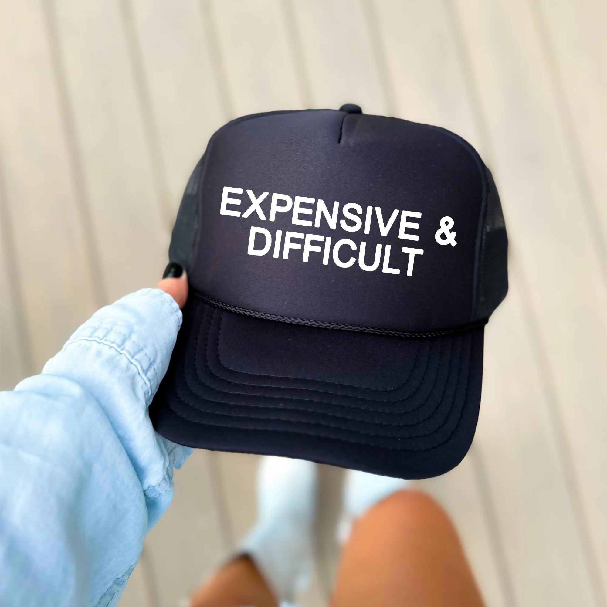 Expensive & Difficult, Sassy, Funny, Black Snapback Trucker Hat sold by Refinery Number One product image thumbnail 3