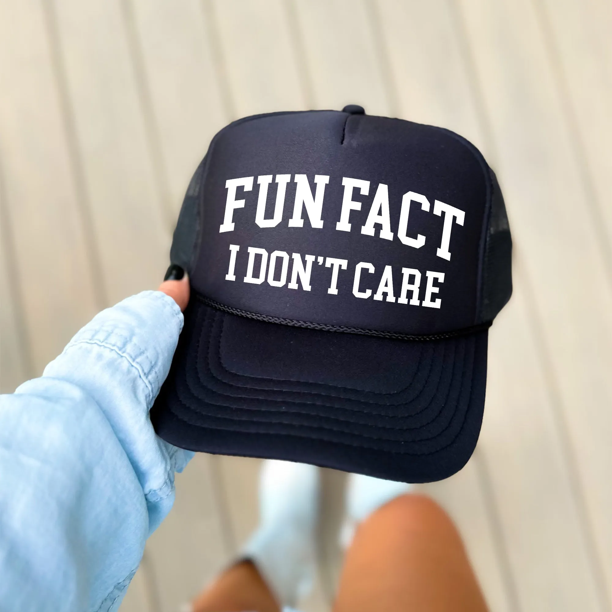 Fun Fact, I Don't Care, Sassy, Funny, Black Snapback Trucker Hat sold by Refinery Number One product image thumbnail 3
