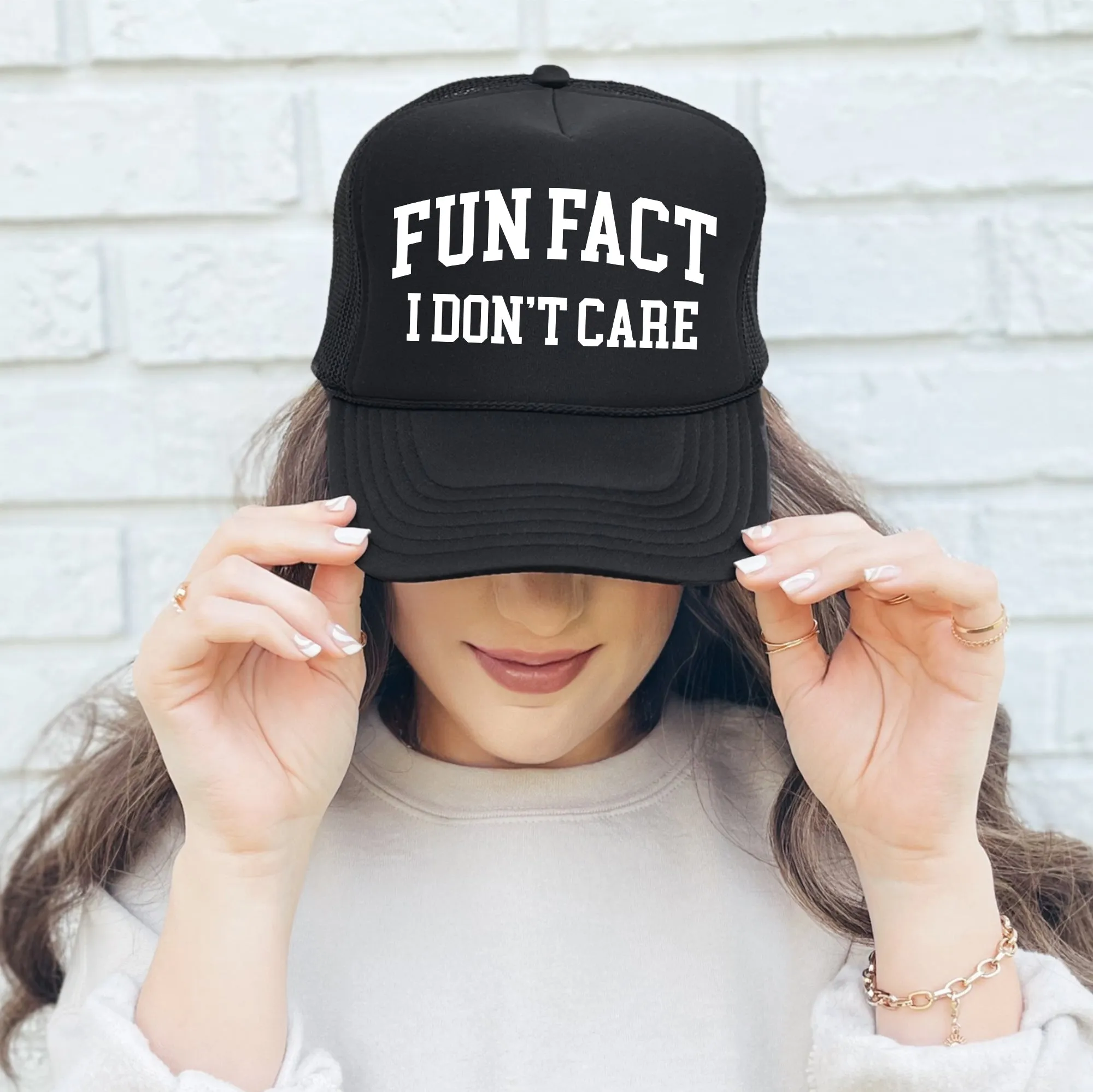 Fun Fact, I Don't Care, Sassy, Funny, Black Snapback Trucker Hat sold by Refinery Number One product image thumbnail 2