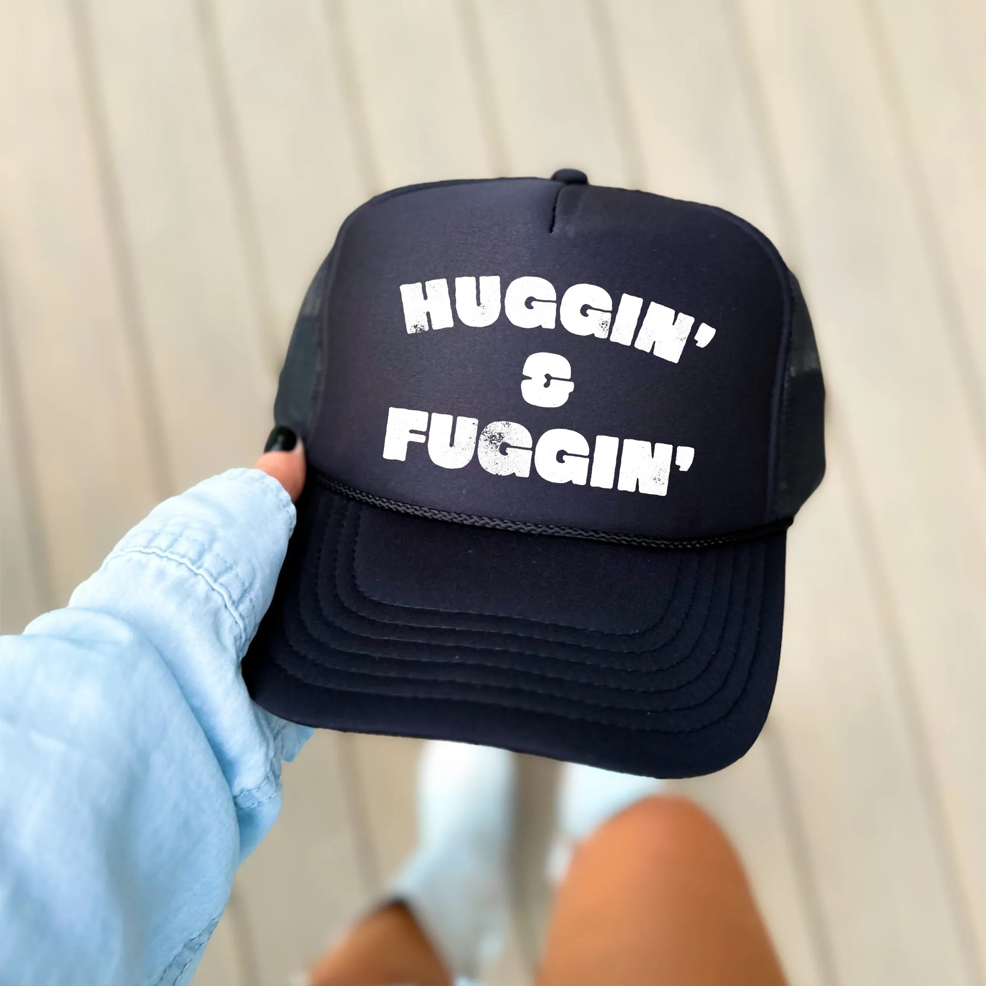 Huggin and Fuggin, Sassy, Funny, Black Snapback Trucker Hat sold by Refinery Number One product image thumbnail 2