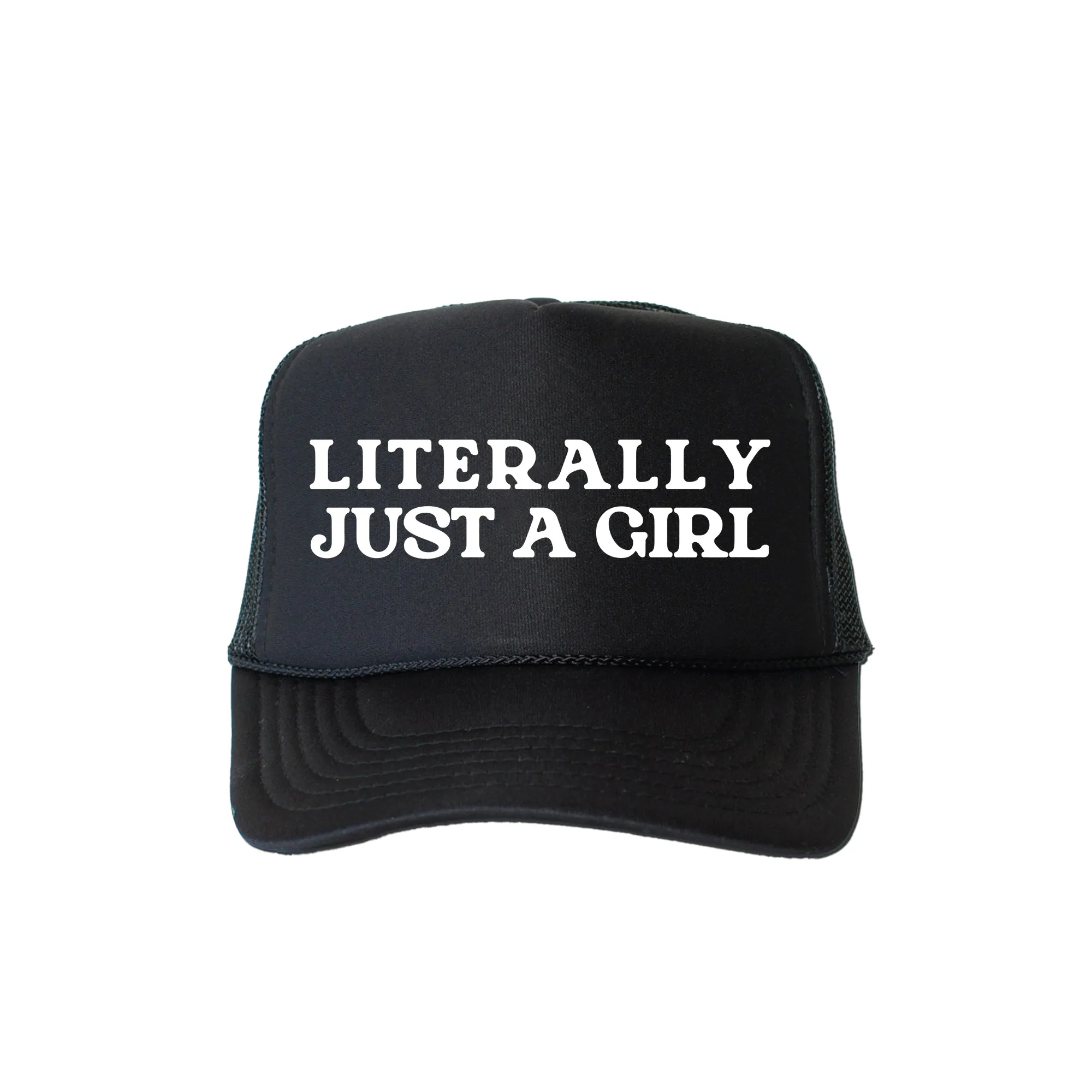 Literally Just a Girl, Sassy, Funny, Black Snapback Trucker Hat sold by Refinery Number One product image thumbnail 4