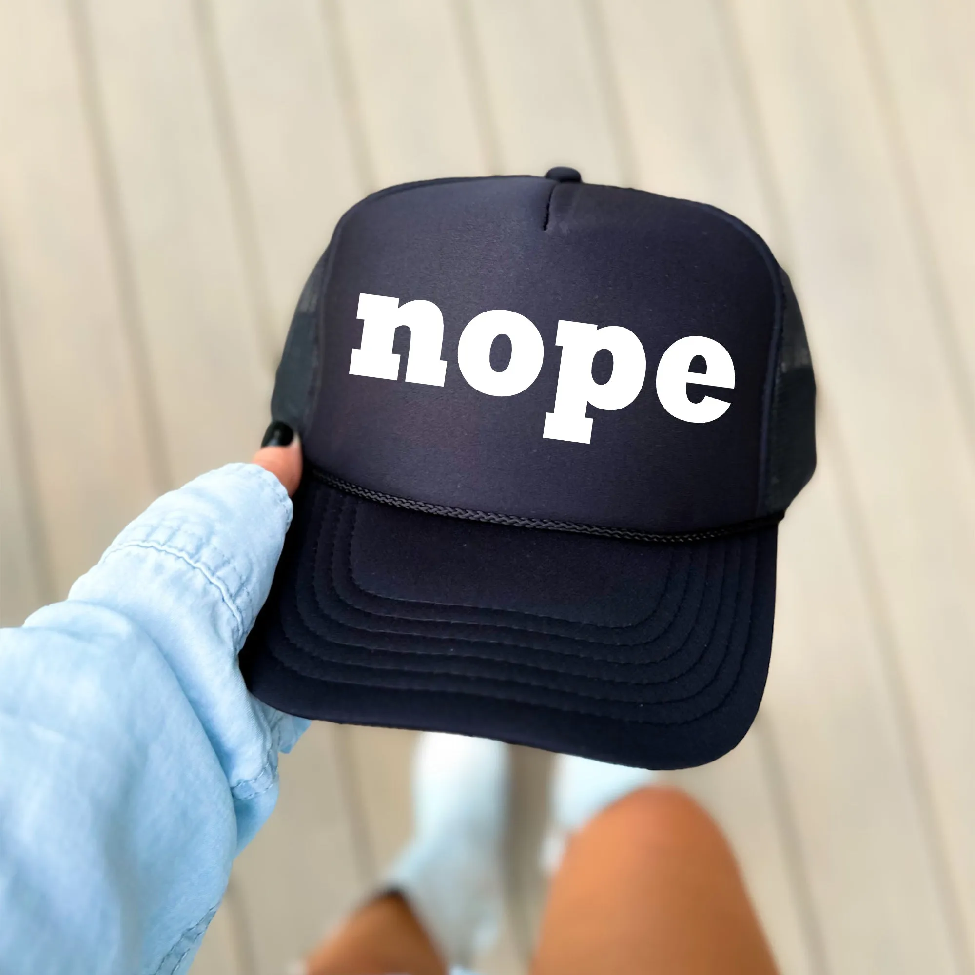 Nope, Sassy, Funny, Black Snapback Trucker Hat sold by Refinery Number One product image thumbnail 2