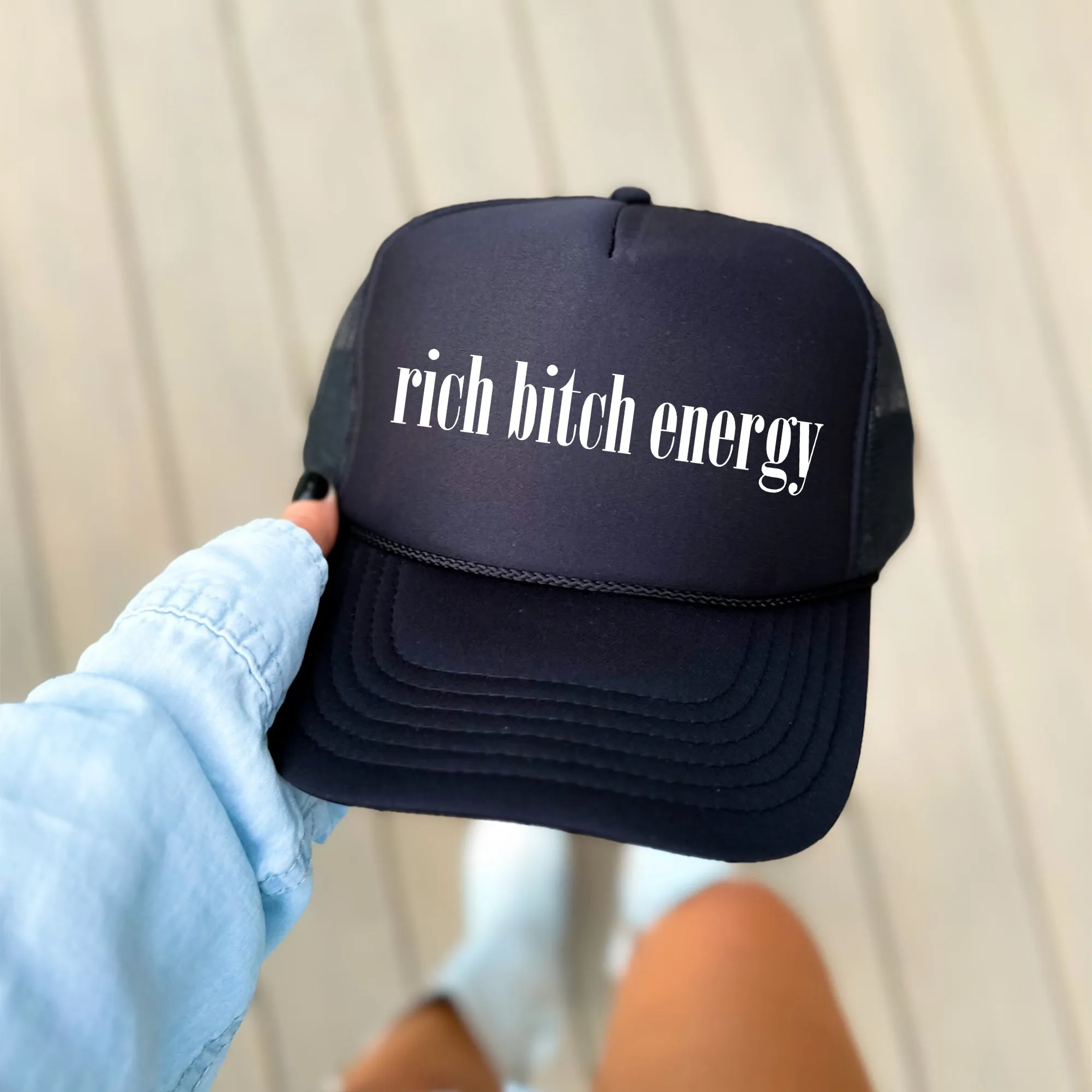 Rich Bitch Energy, Sassy, Funny, Black Snapback Trucker Hat sold by Refinery Number One product image thumbnail 3