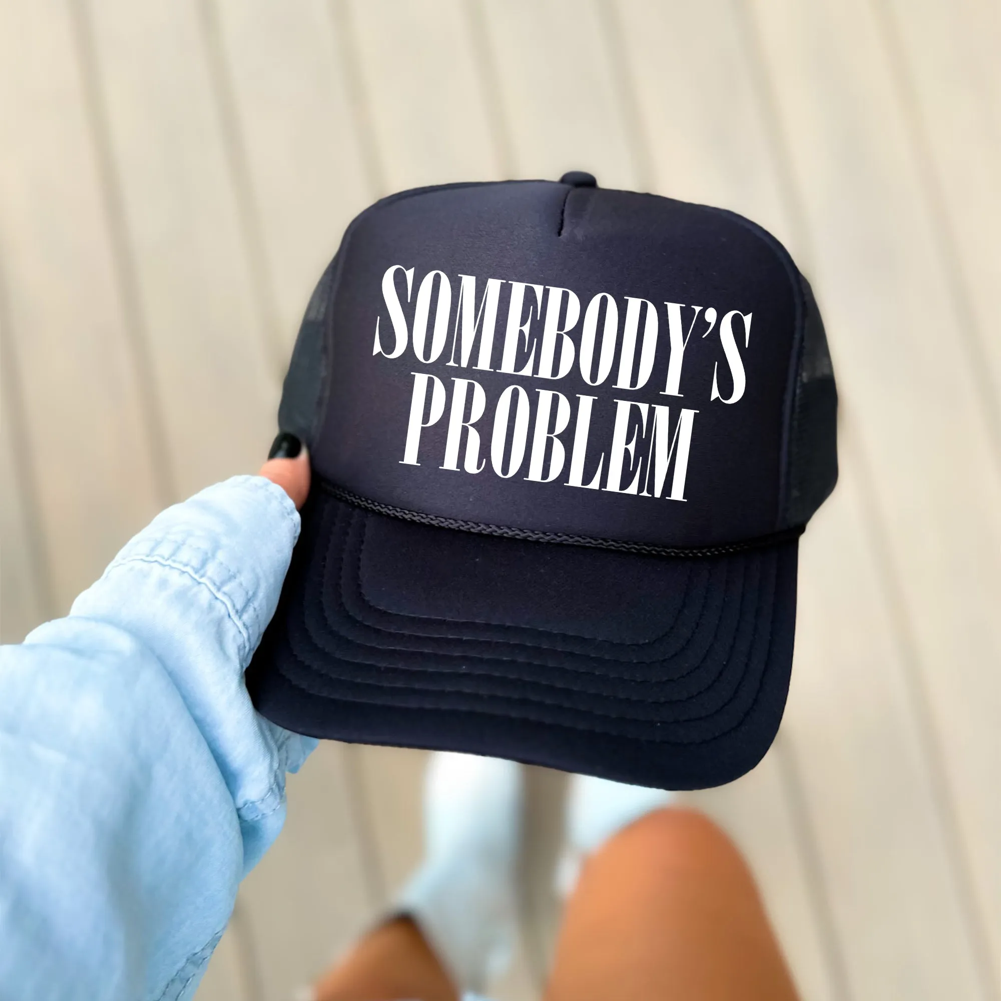 Somebody’s Problem, Sassy, Funny, Black Snapback Trucker Hat sold by Refinery Number One product image thumbnail 3