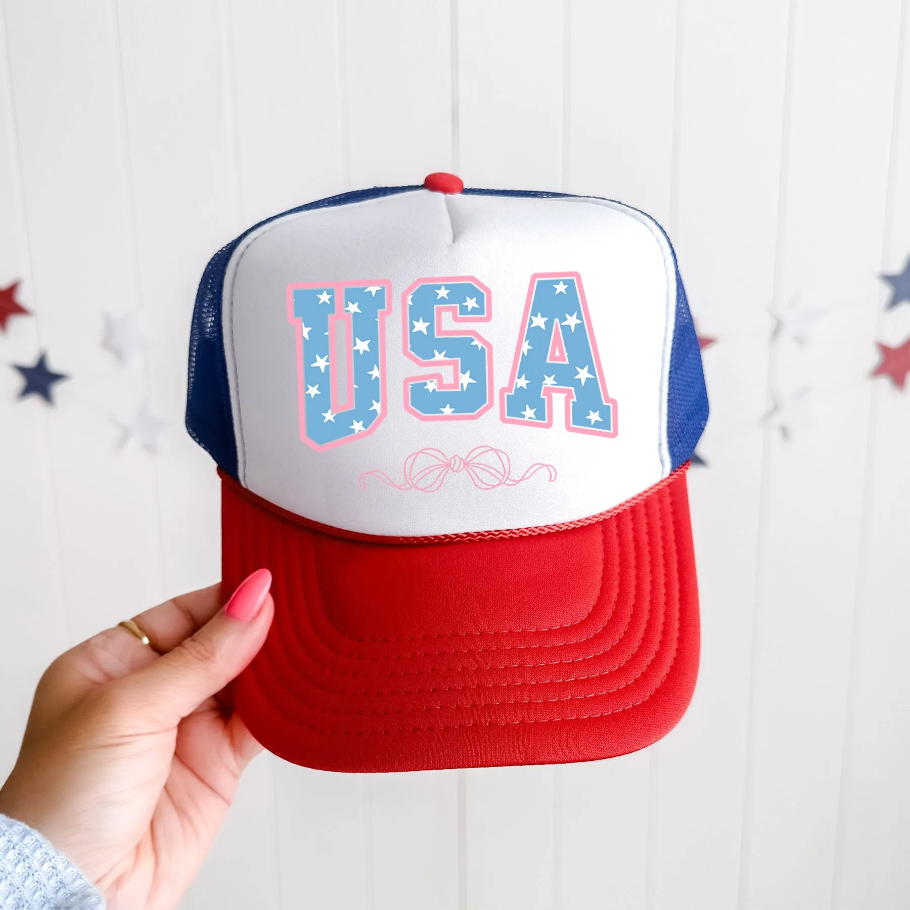 USA, Ribbons, Bows, Coquette, Patriotic, Snapback Trucker Hat sold by Refinery Number One product image thumbnail 2