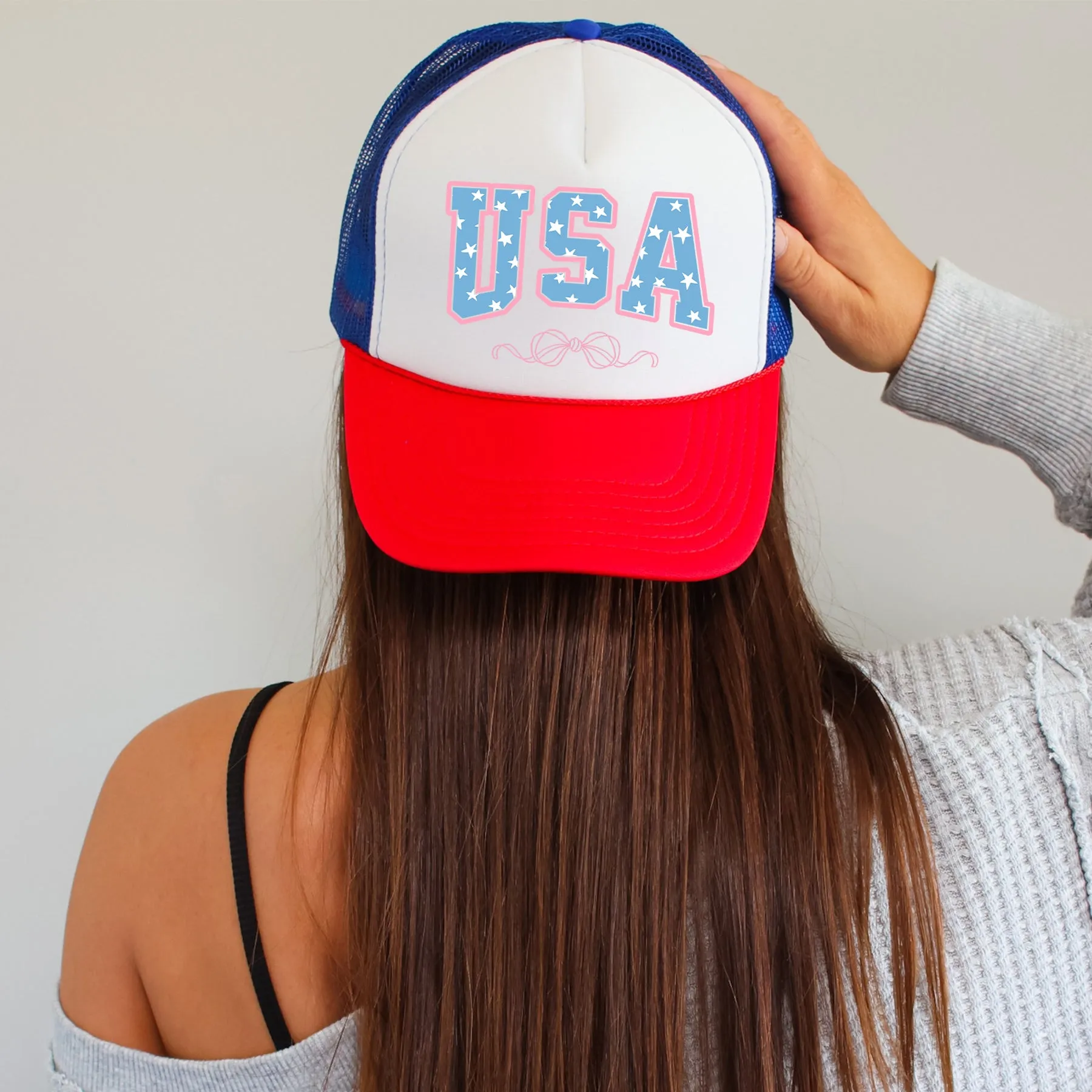 USA, Ribbons, Bows, Coquette, Patriotic, Snapback Trucker Hat sold by Refinery Number One product image thumbnail 3