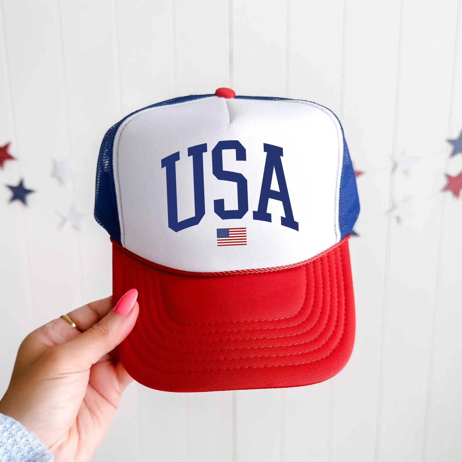 USA Flag Patriotic Stars And Stripes Banner Emblem Edition For Proud Americans Trucker Hat sold by Refinery Number One product image thumbnail 2