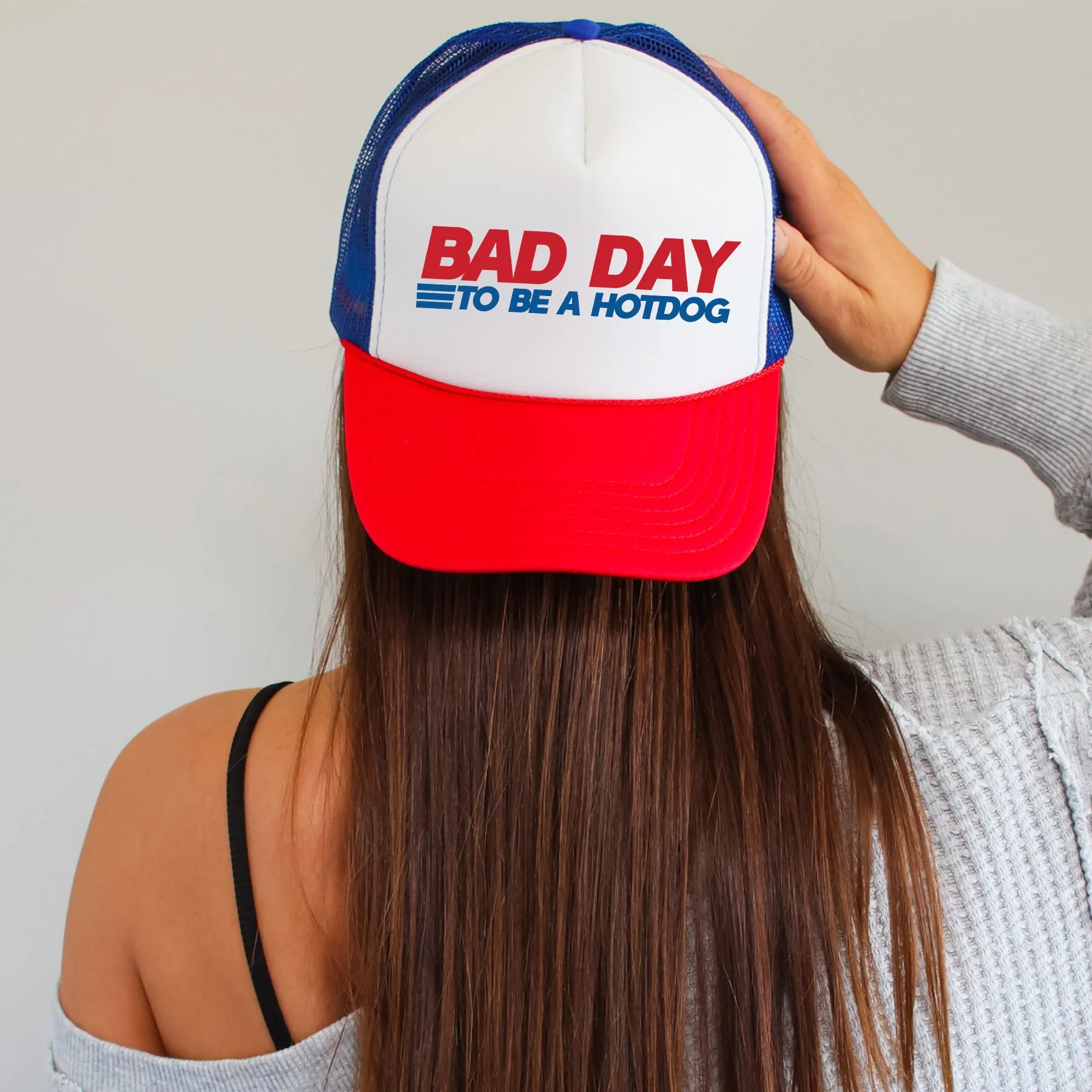 Bad Day To Be A Hotdog, Patriotic, Snapback Trucker Hat sold by Refinery Number One product image thumbnail 3