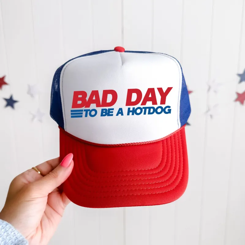 Bad Day To Be A Hotdog, Patriotic, Snapback Trucker Hat sold by Refinery Number One