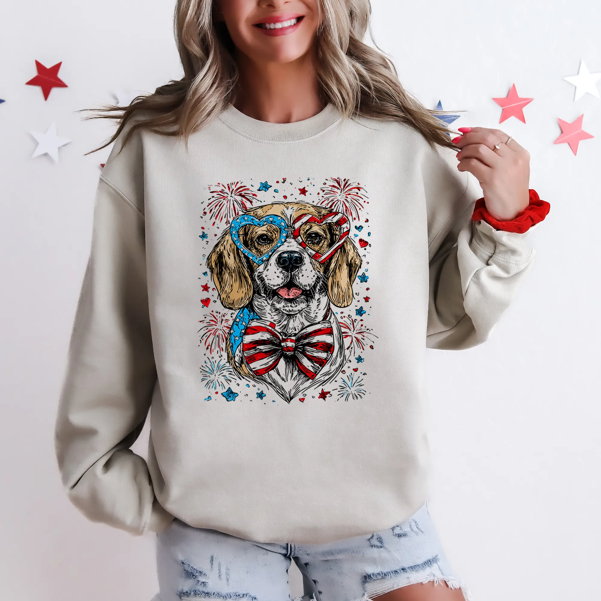 Beagle Patriotic Dog, USA, America, Pet Lover, 4th of July Sweatshirt sold by Refinery Number One