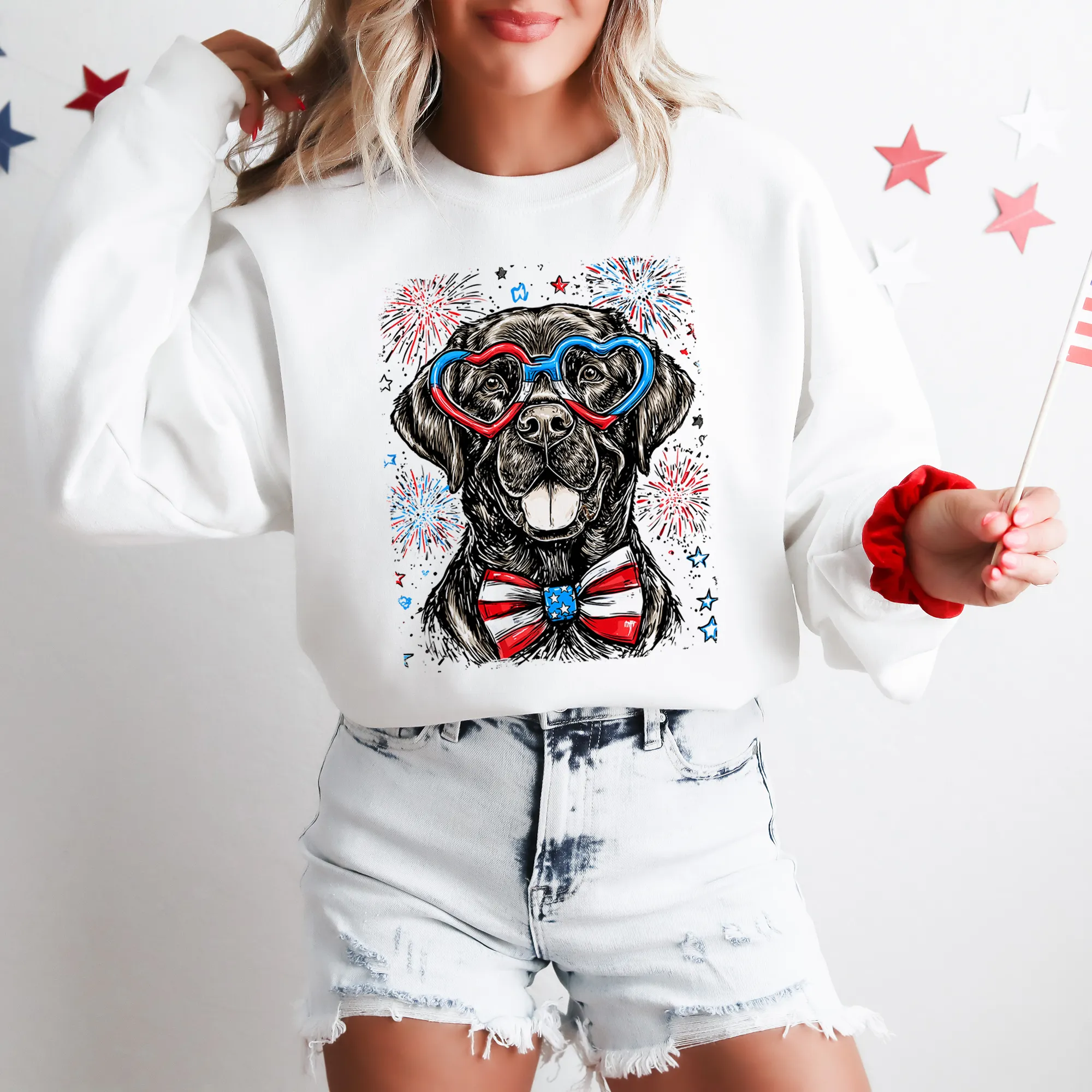 Black Labrador, Lab Patriotic Dog, USA, America, Pet Lover, 4th of July Sweatshirt sold by Refinery Number One product image thumbnail 5