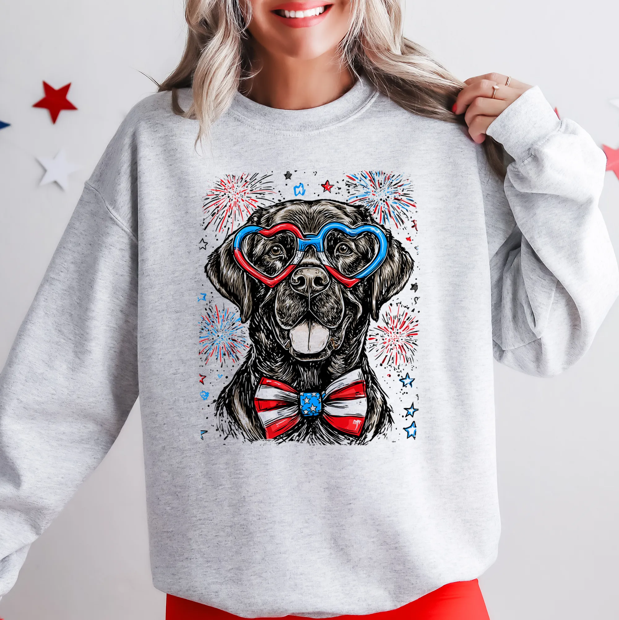 Black Labrador, Lab Patriotic Dog, USA, America, Pet Lover, 4th of July Sweatshirt sold by Refinery Number One product image thumbnail 2