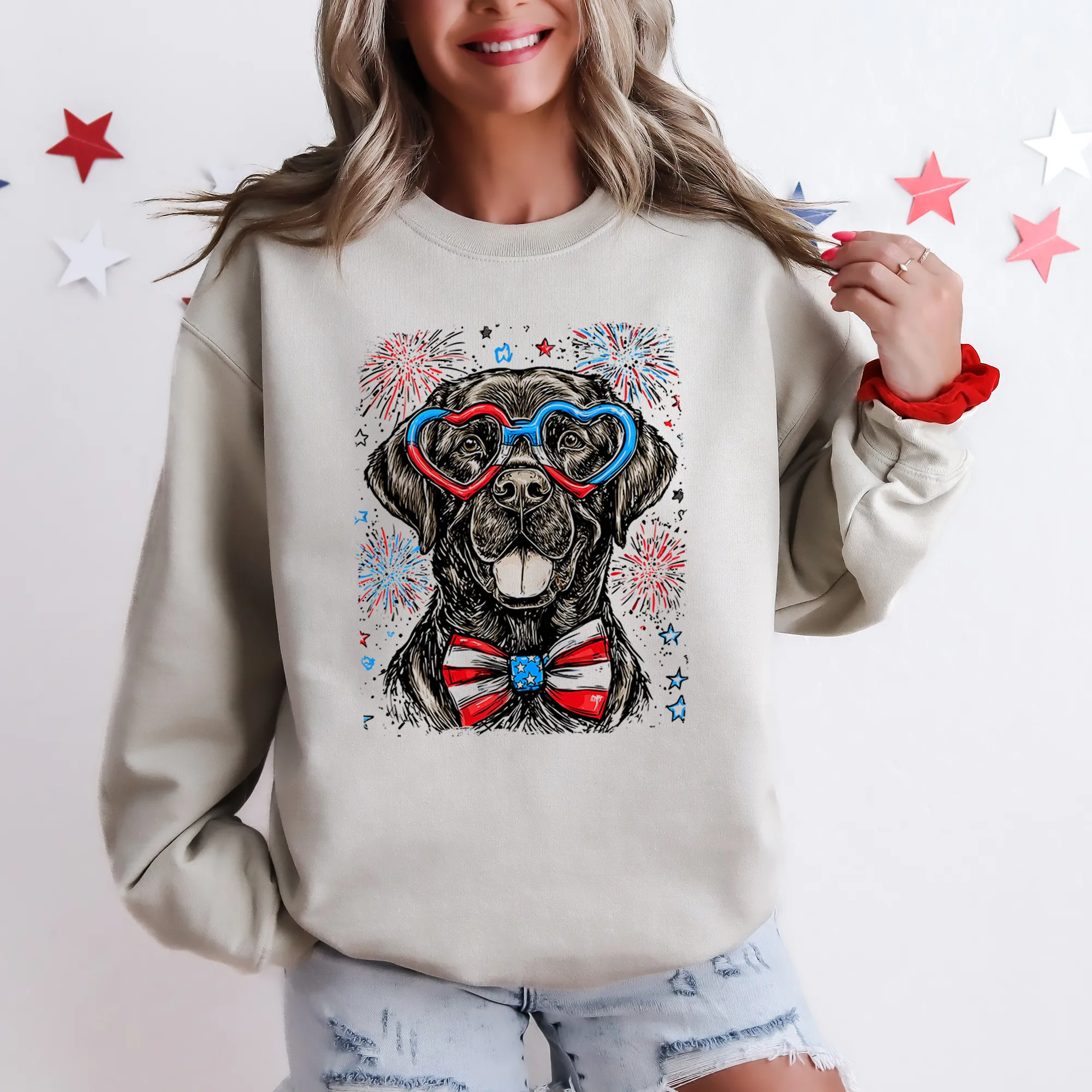 Black Labrador, Lab Patriotic Dog, USA, America, Pet Lover, 4th of July Sweatshirt sold by Refinery Number One product image thumbnail 4