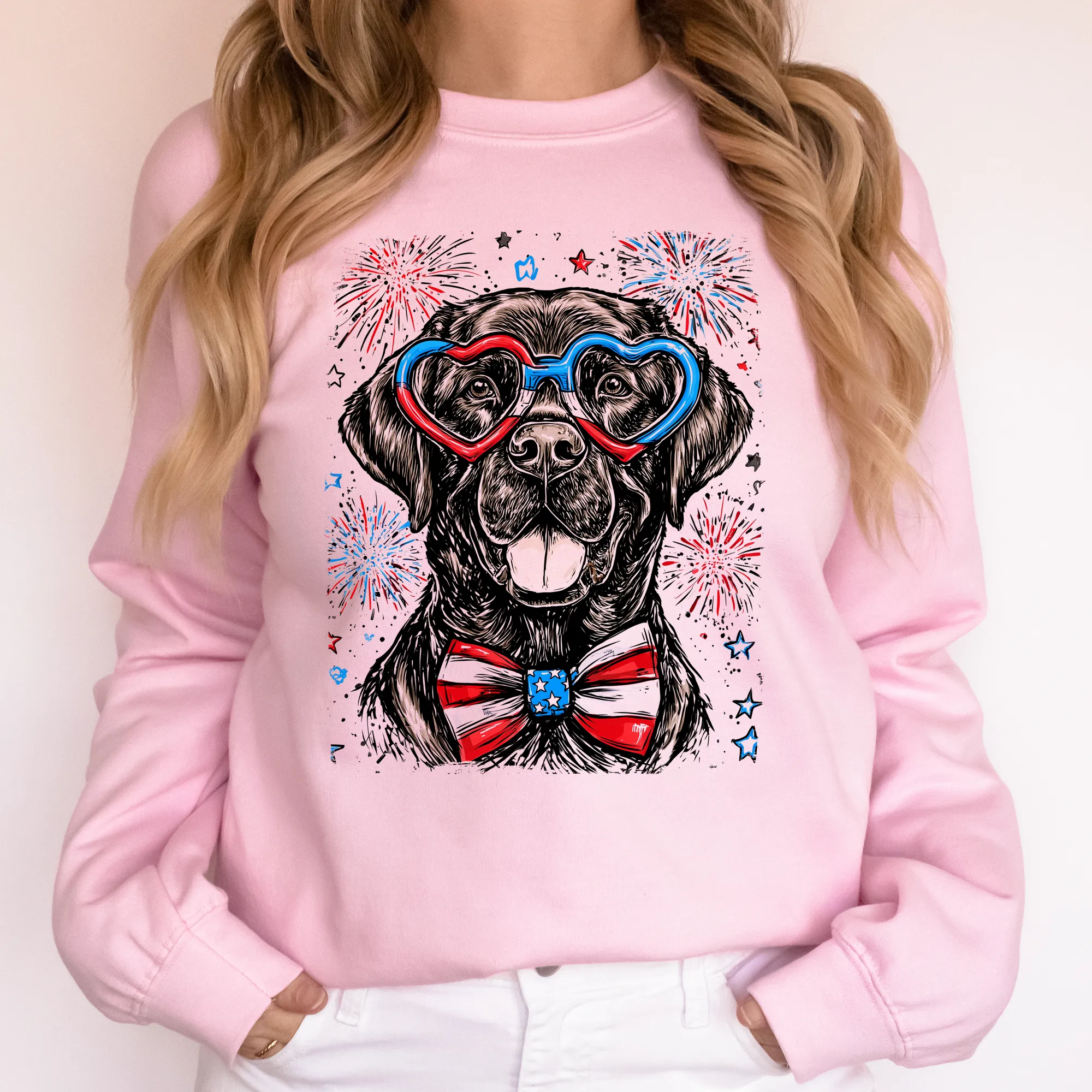 Black Labrador, Lab Patriotic Dog, USA, America, Pet Lover, 4th of July Sweatshirt sold by Refinery Number One product image thumbnail 3