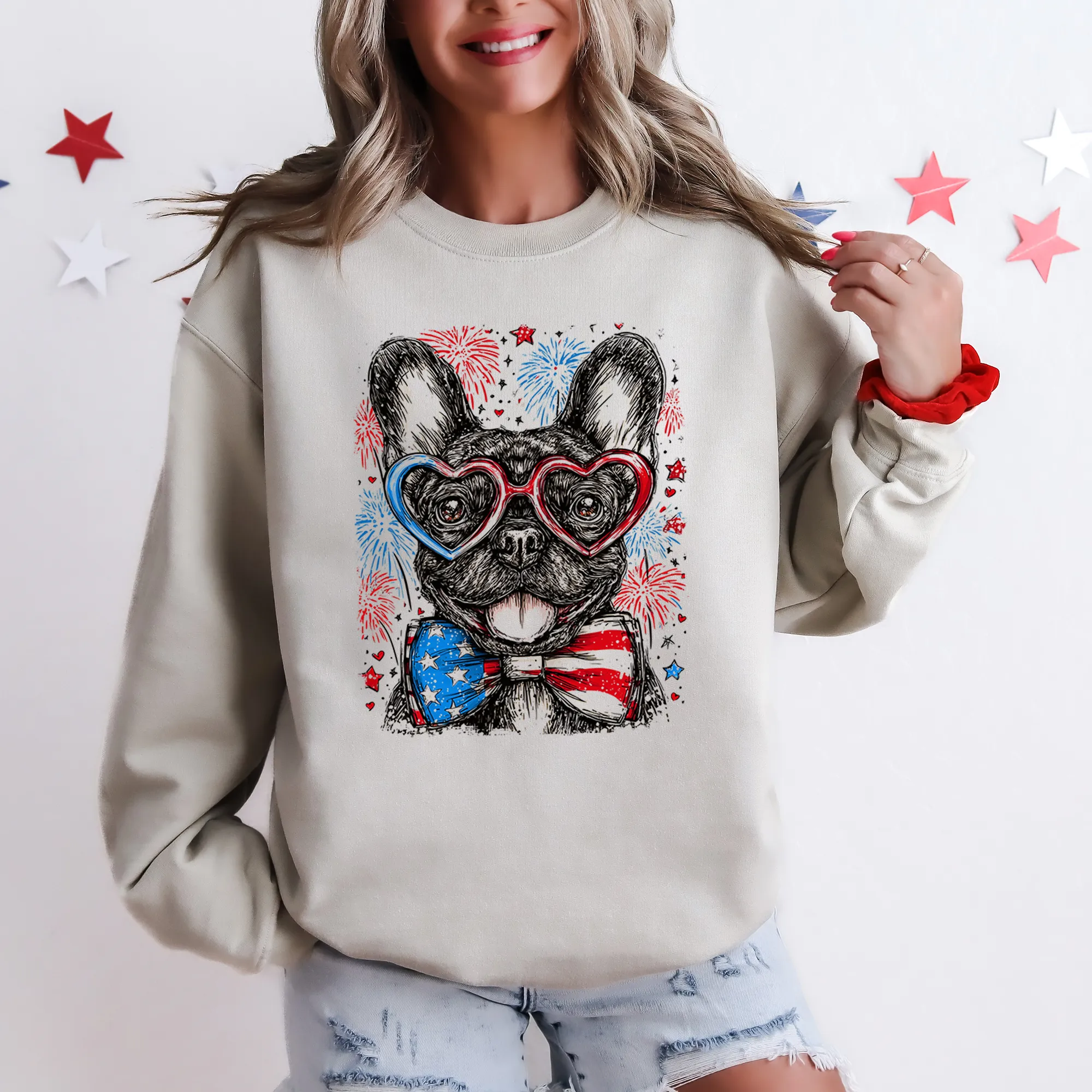 French Bulldog, Frenchie Patriotic Dog, USA, America, Pet Lover, 4th of July Sweatshirt sold by Refinery Number One product image thumbnail 4