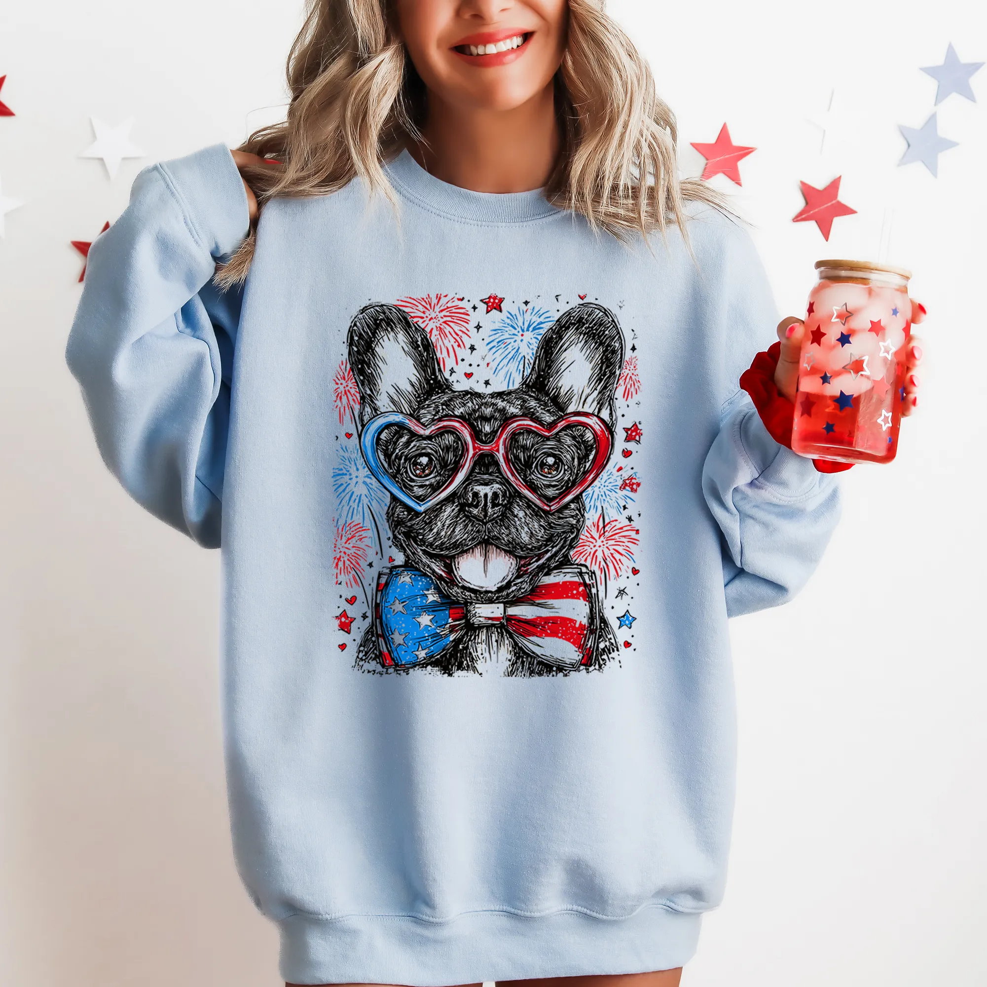 French Bulldog, Frenchie Patriotic Dog, USA, America, Pet Lover, 4th of July Sweatshirt sold by Refinery Number One product image thumbnail 3