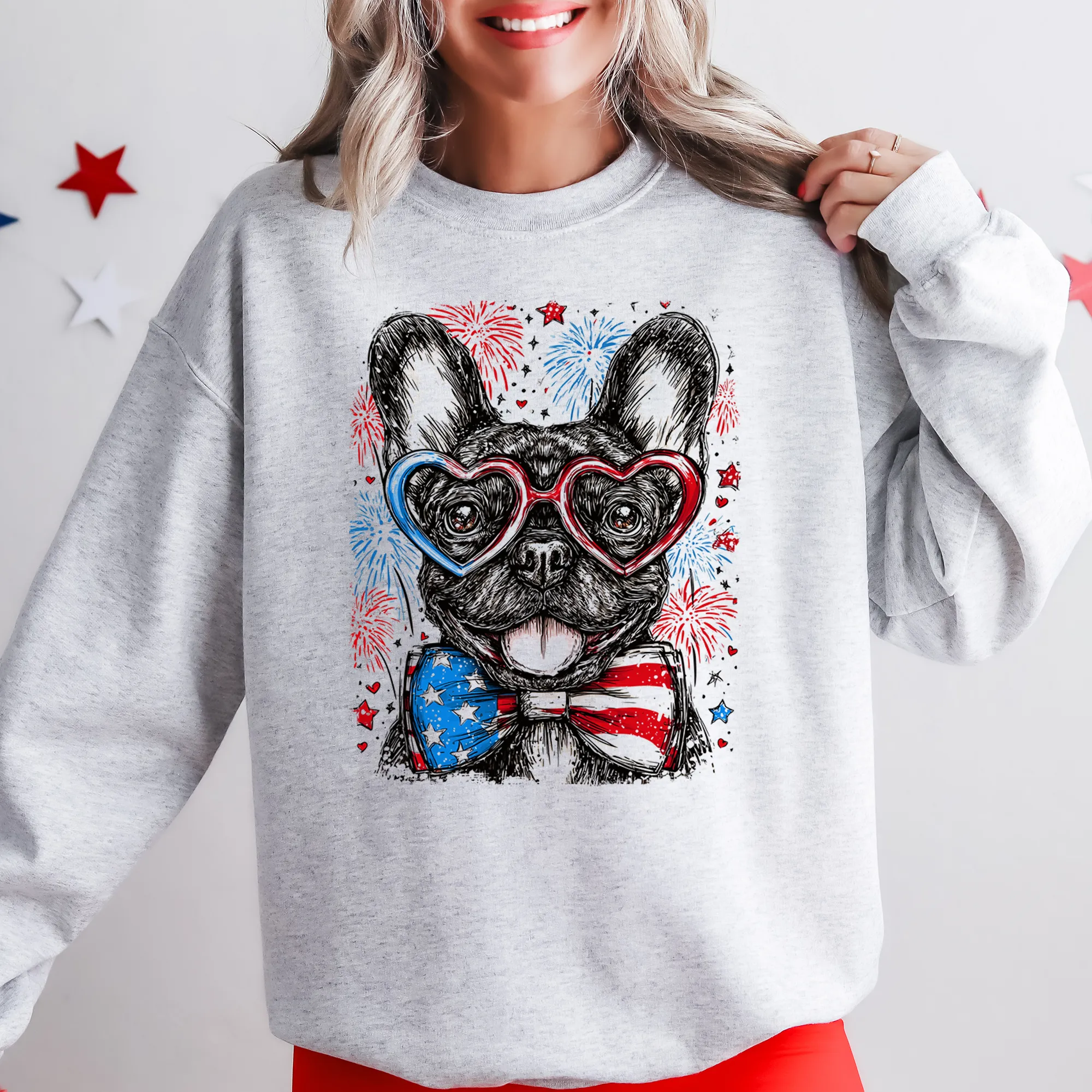 French Bulldog, Frenchie Patriotic Dog, USA, America, Pet Lover, 4th of July Sweatshirt sold by Refinery Number One product image thumbnail 2