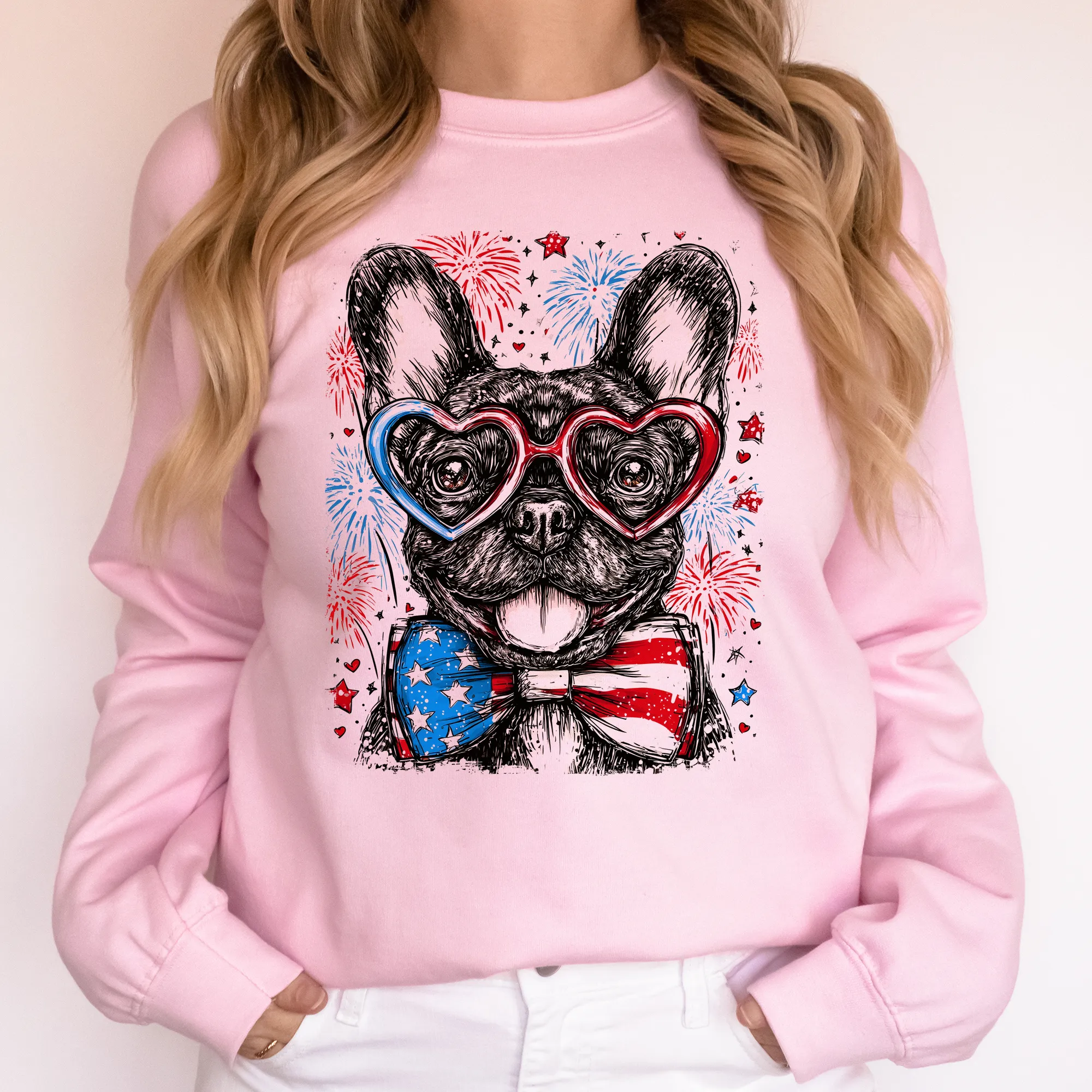 French Bulldog, Frenchie Patriotic Dog, USA, America, Pet Lover, 4th of July Sweatshirt sold by Refinery Number One