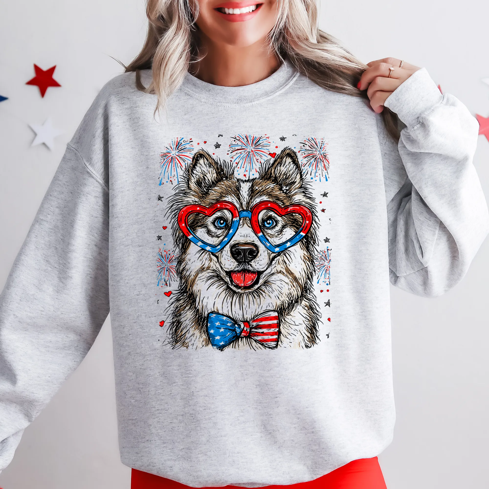 Husky Patriotic Dog, USA, America, Pet Lover, 4th of July Sweatshirt sold by Refinery Number One product image thumbnail 2