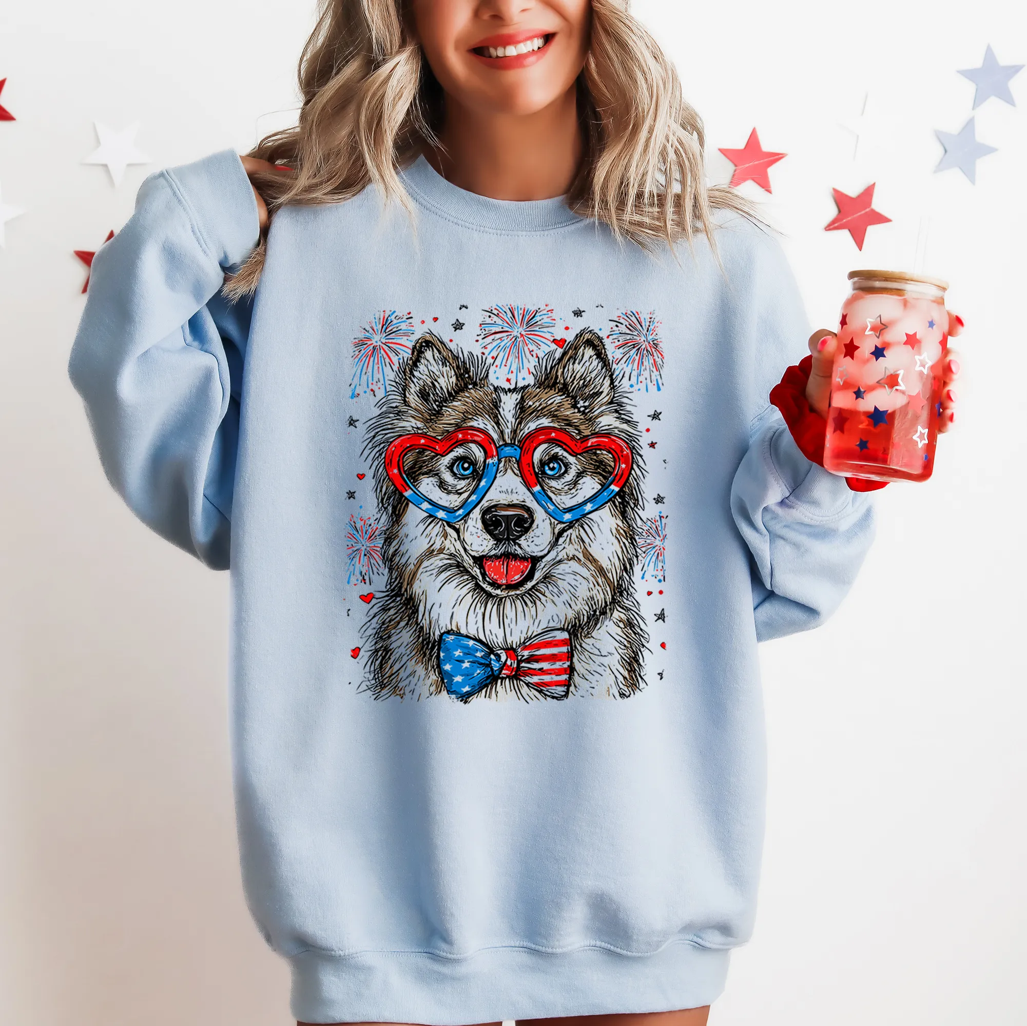 Husky Patriotic Dog, USA, America, Pet Lover, 4th of July Sweatshirt sold by Refinery Number One product image thumbnail 3