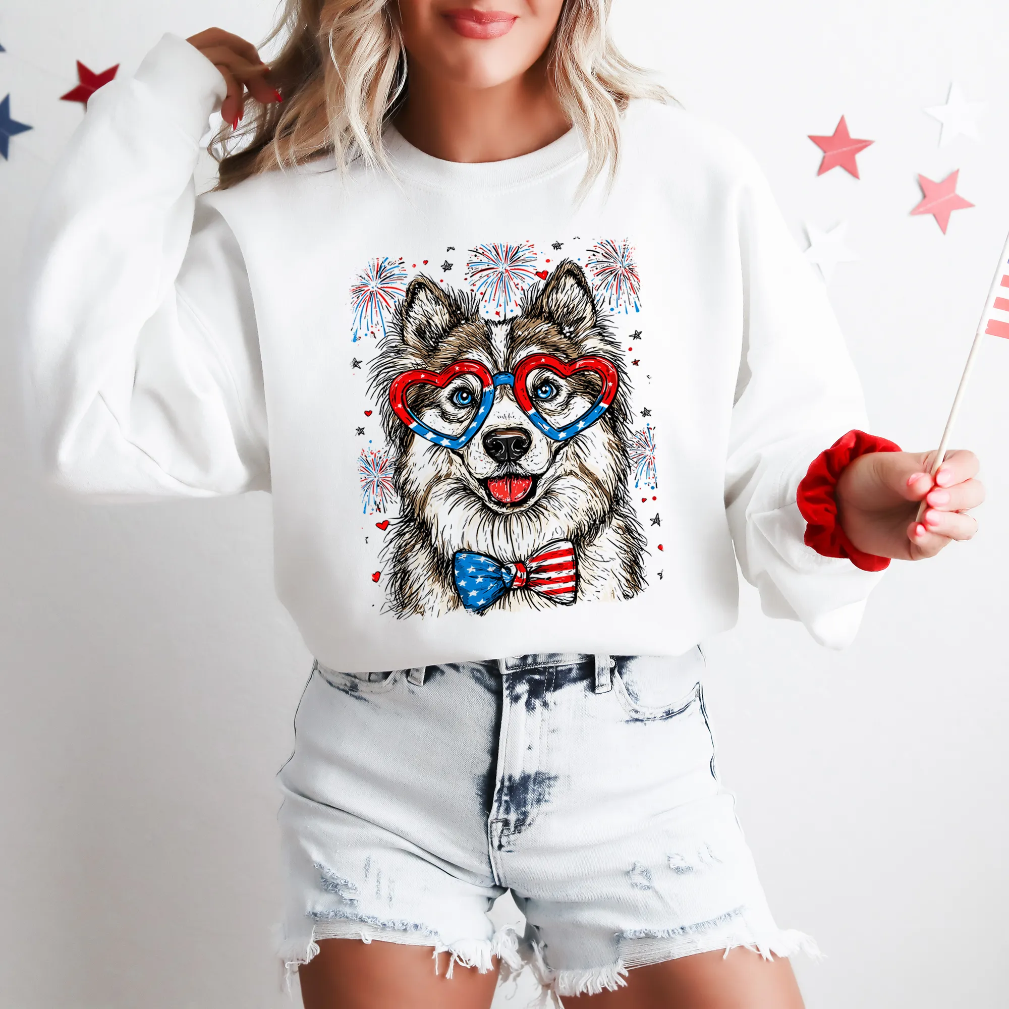 Husky Patriotic Dog, USA, America, Pet Lover, 4th of July Sweatshirt sold by Refinery Number One product image thumbnail 5