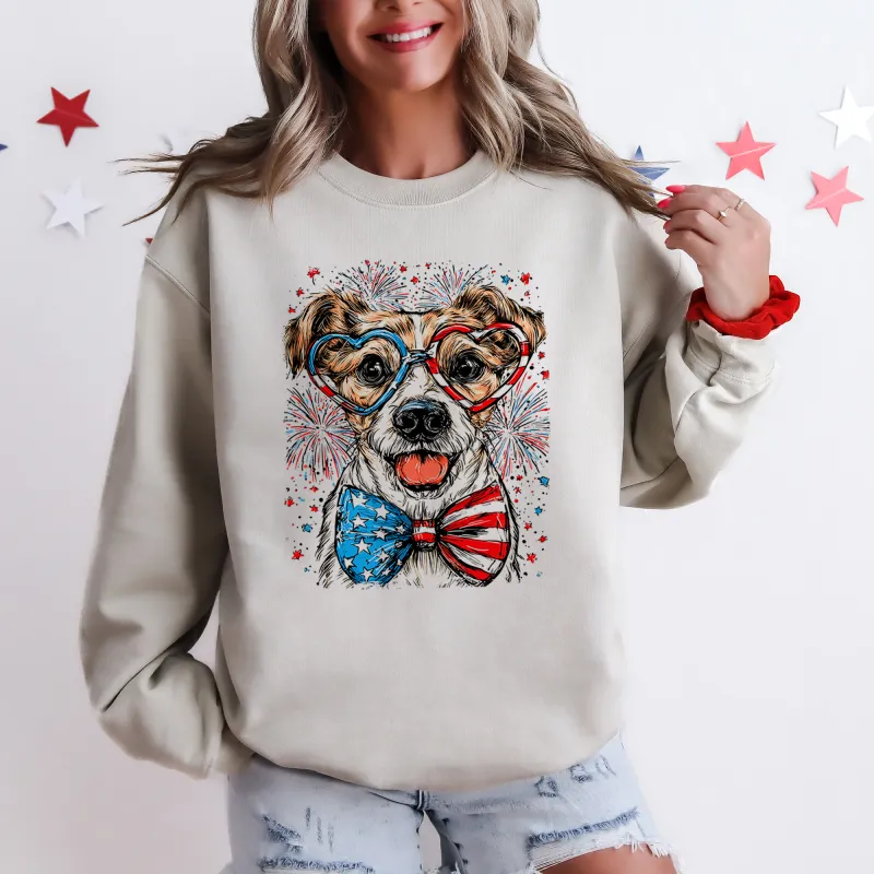 Jack Russell Terrier Patriotic Dog, USA, America, Pet Lover, 4th of July Sweatshirt sold by Refinery Number One