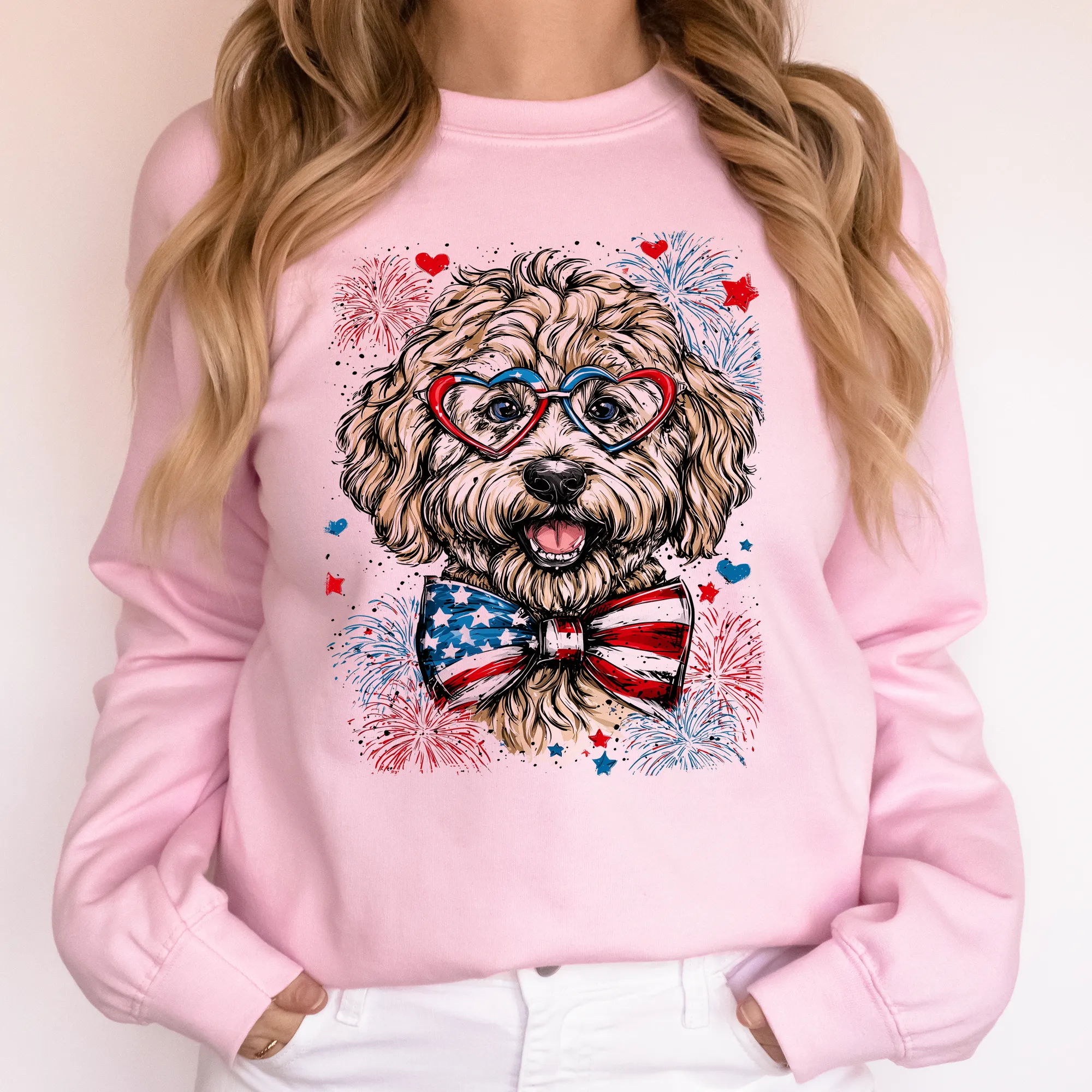 Labradoodle Patriotic Dog, USA, America, Pet Lover, 4th of July Sweatshirt sold by Refinery Number One product image thumbnail 4