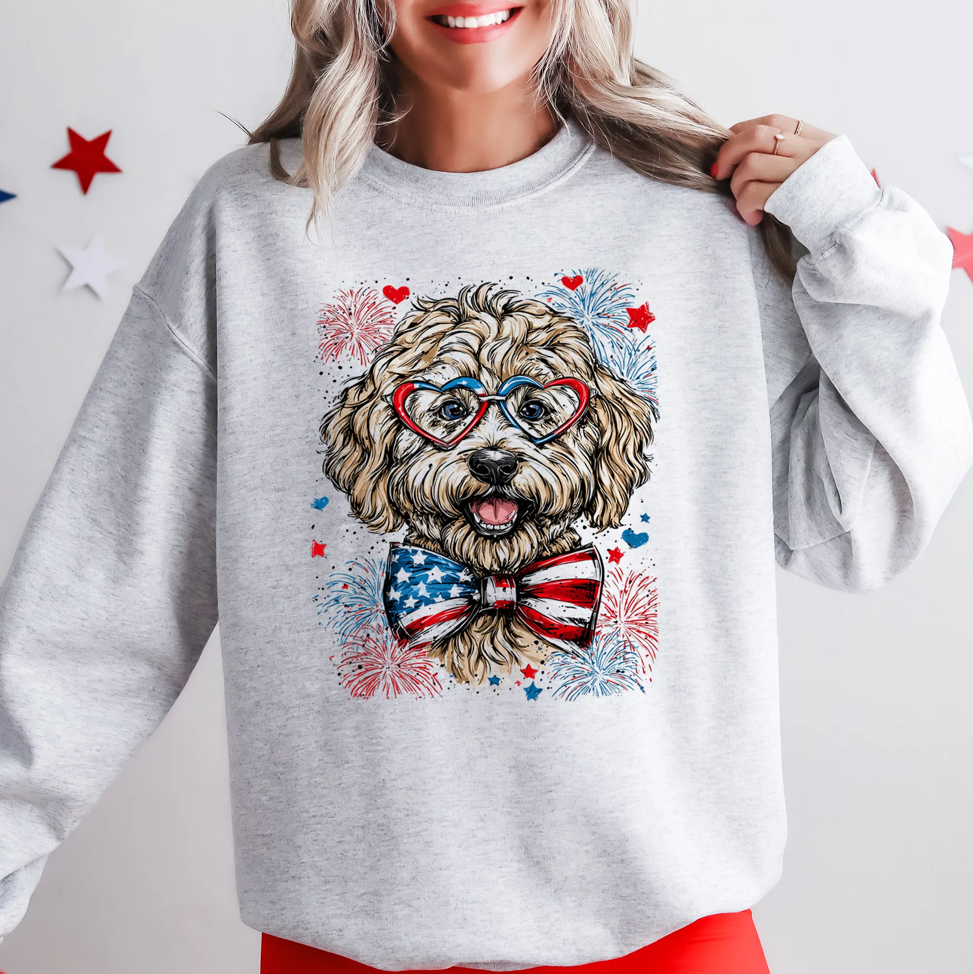 Labradoodle Patriotic Dog, USA, America, Pet Lover, 4th of July Sweatshirt sold by Refinery Number One product image thumbnail 2