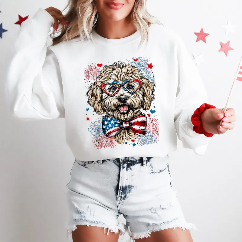 Labradoodle Patriotic Dog, USA, America, Pet Lover, 4th of July Sweatshirt sold by Refinery Number One