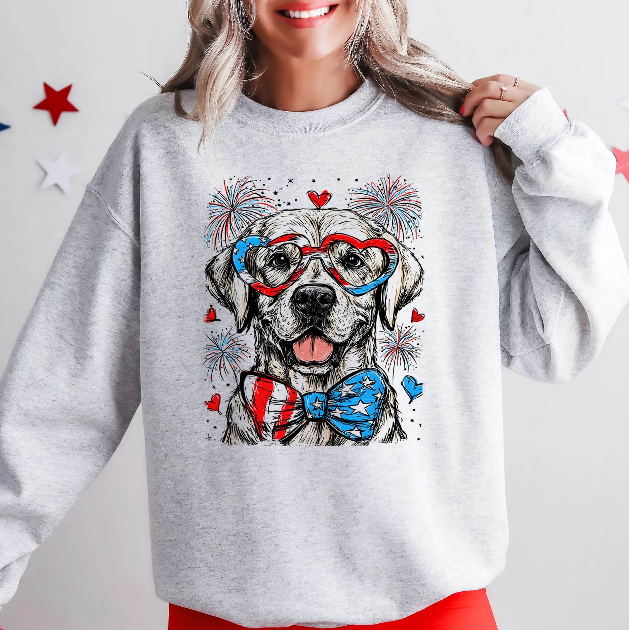 Labrador Retriever Patriotic Dog, USA, America, Pet Lover, 4th of July Sweatshirt sold by Refinery Number One