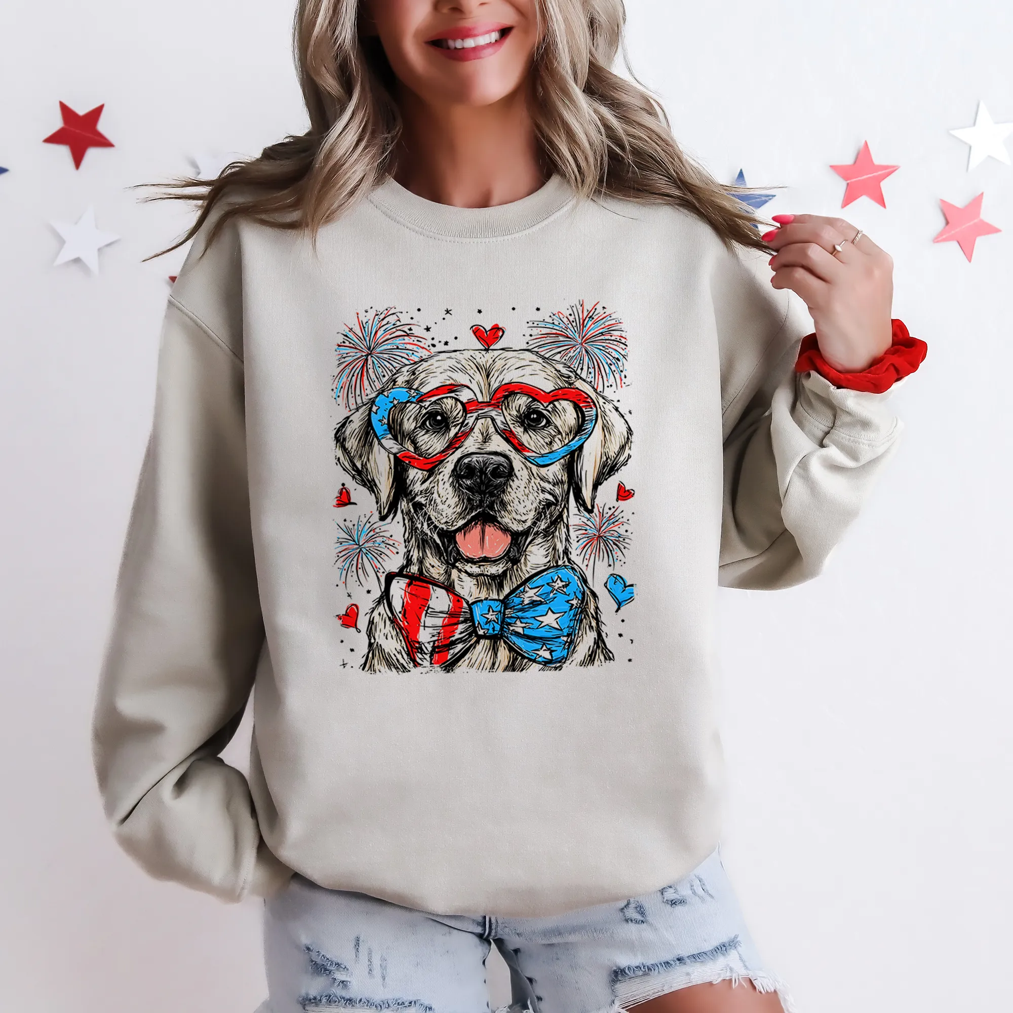 Labrador Retriever Patriotic Dog, USA, America, Pet Lover, 4th of July Sweatshirt sold by Refinery Number One product image thumbnail 4