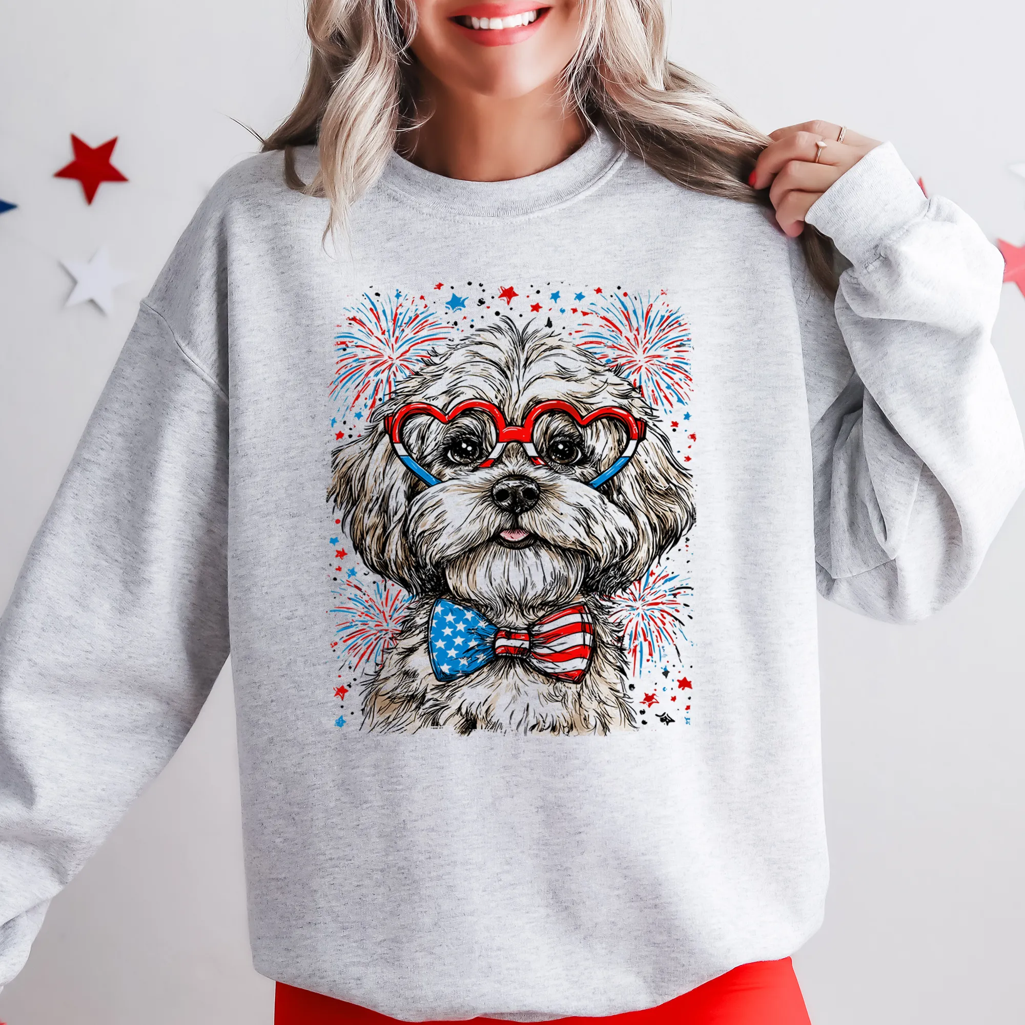 Maltese Patriotic Dog, USA, America, Pet Lover, 4th of July Sweatshirt sold by Refinery Number One product image thumbnail 2