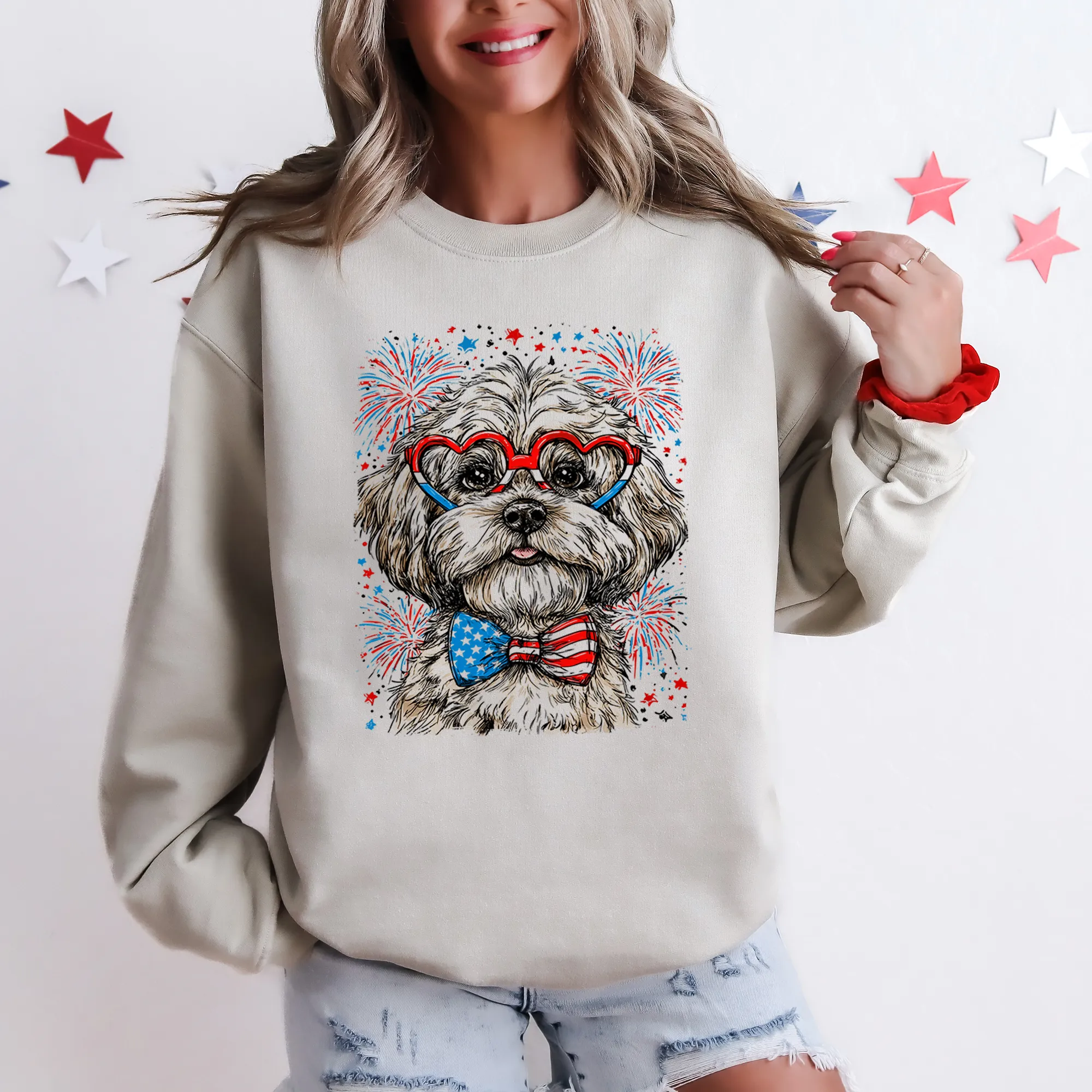 Maltese Patriotic Dog, USA, America, Pet Lover, 4th of July Sweatshirt sold by Refinery Number One product image thumbnail 4