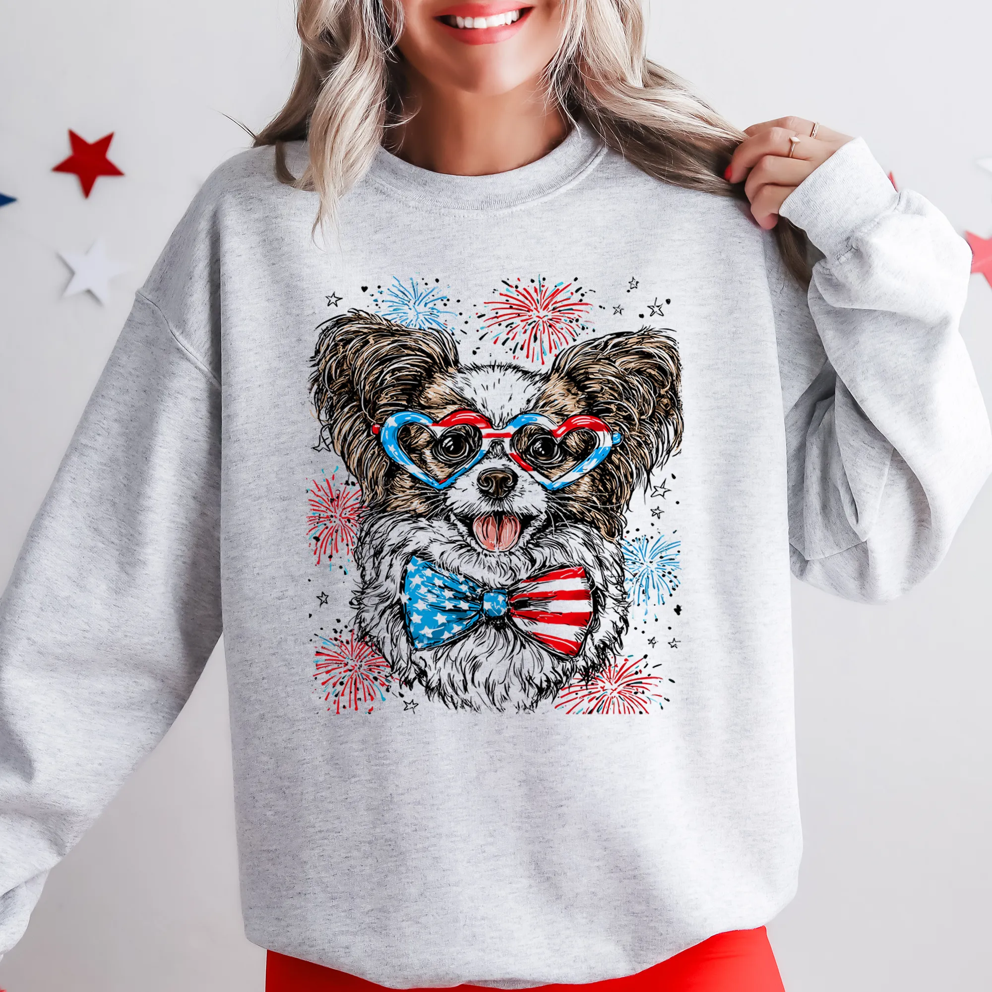 Papillon Patriotic Dog, USA, America, Pet Lover, 4th of July Sweatshirt sold by Refinery Number One product image thumbnail 2