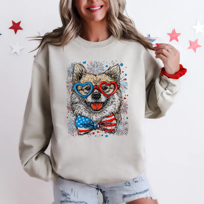 Shiba Inu Patriotic Dog, USA, America, Pet Lover, 4th of July Sweatshirt sold by Refinery Number One