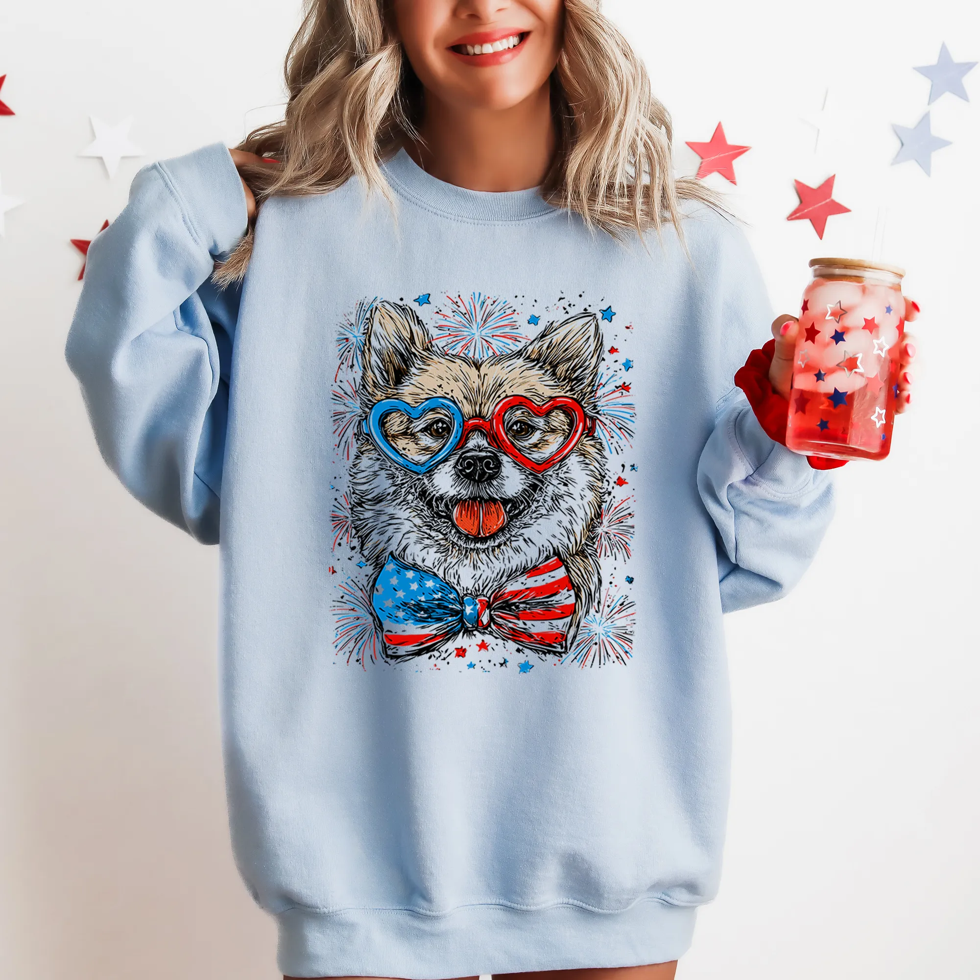 Shiba Inu Patriotic Dog, USA, America, Pet Lover, 4th of July Sweatshirt sold by Refinery Number One product image thumbnail 3