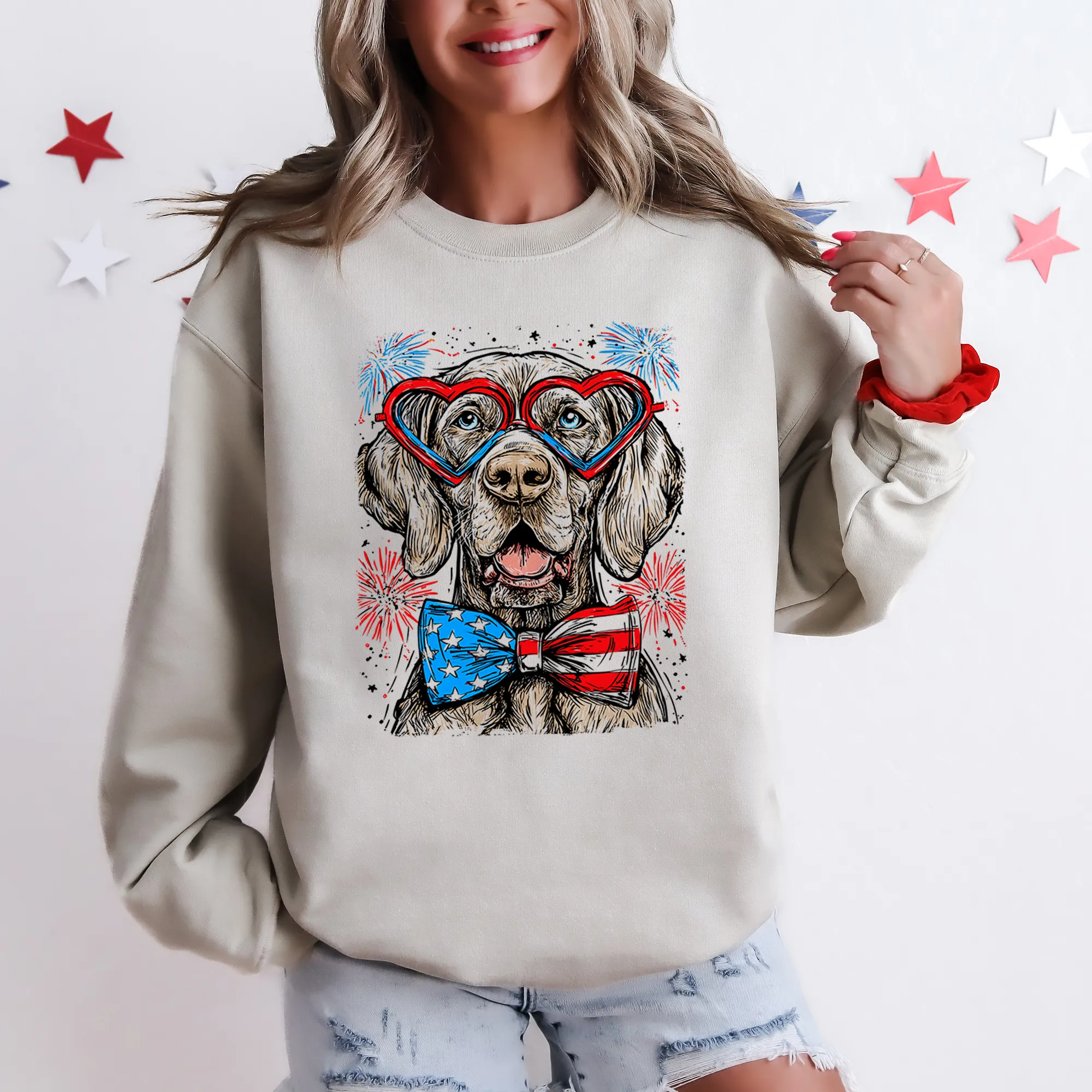 Weimaraner Patriotic Dog, USA, America, Pet Lover, 4th of July Sweatshirt sold by Refinery Number One product image thumbnail 4