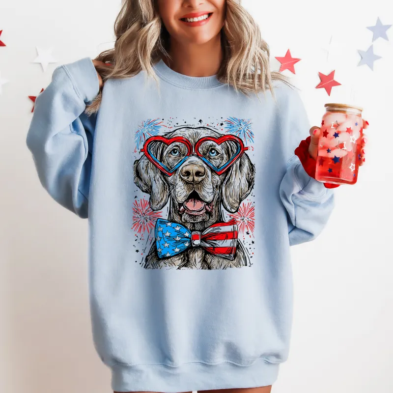 Weimaraner Patriotic Dog, USA, America, Pet Lover, 4th of July Sweatshirt sold by Refinery Number One