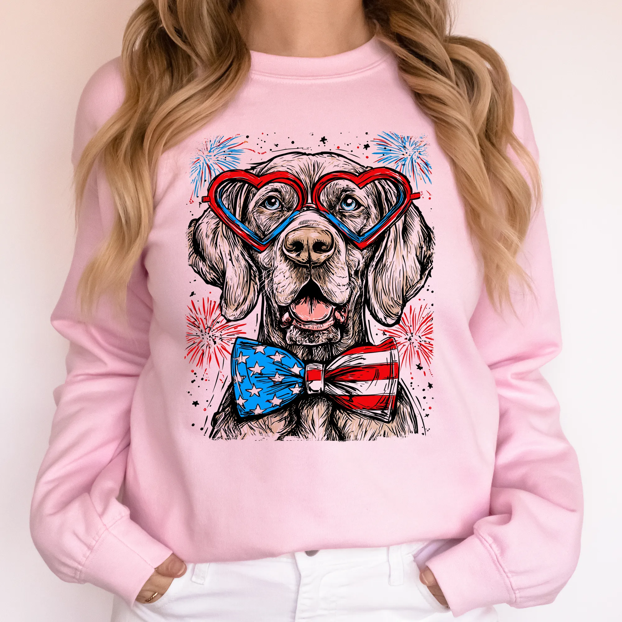 Weimaraner Patriotic Dog, USA, America, Pet Lover, 4th of July Sweatshirt sold by Refinery Number One product image thumbnail 3